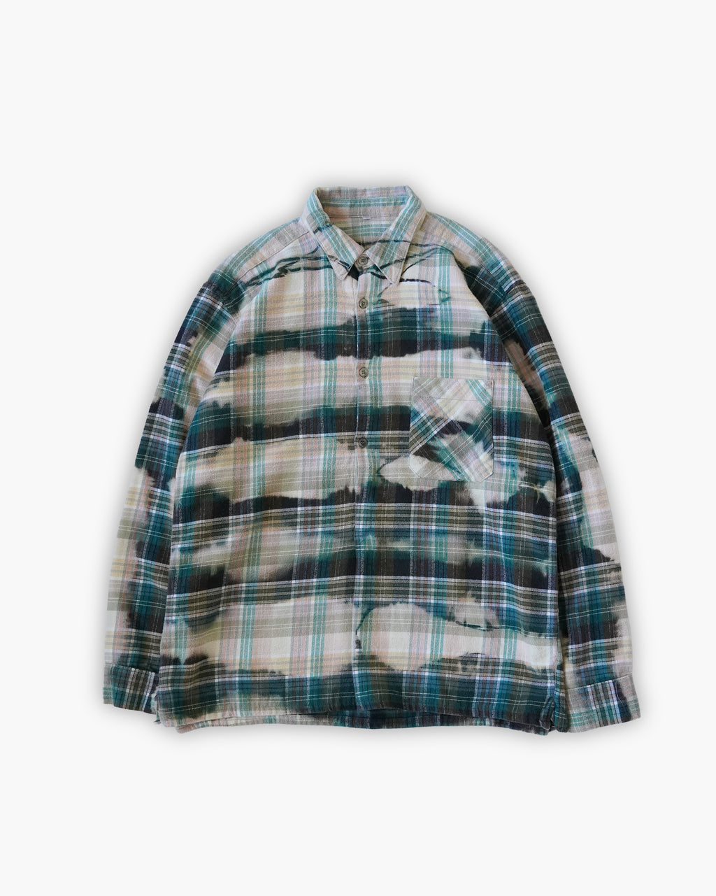 Sun Bleached Box Plaid Shirt - Green