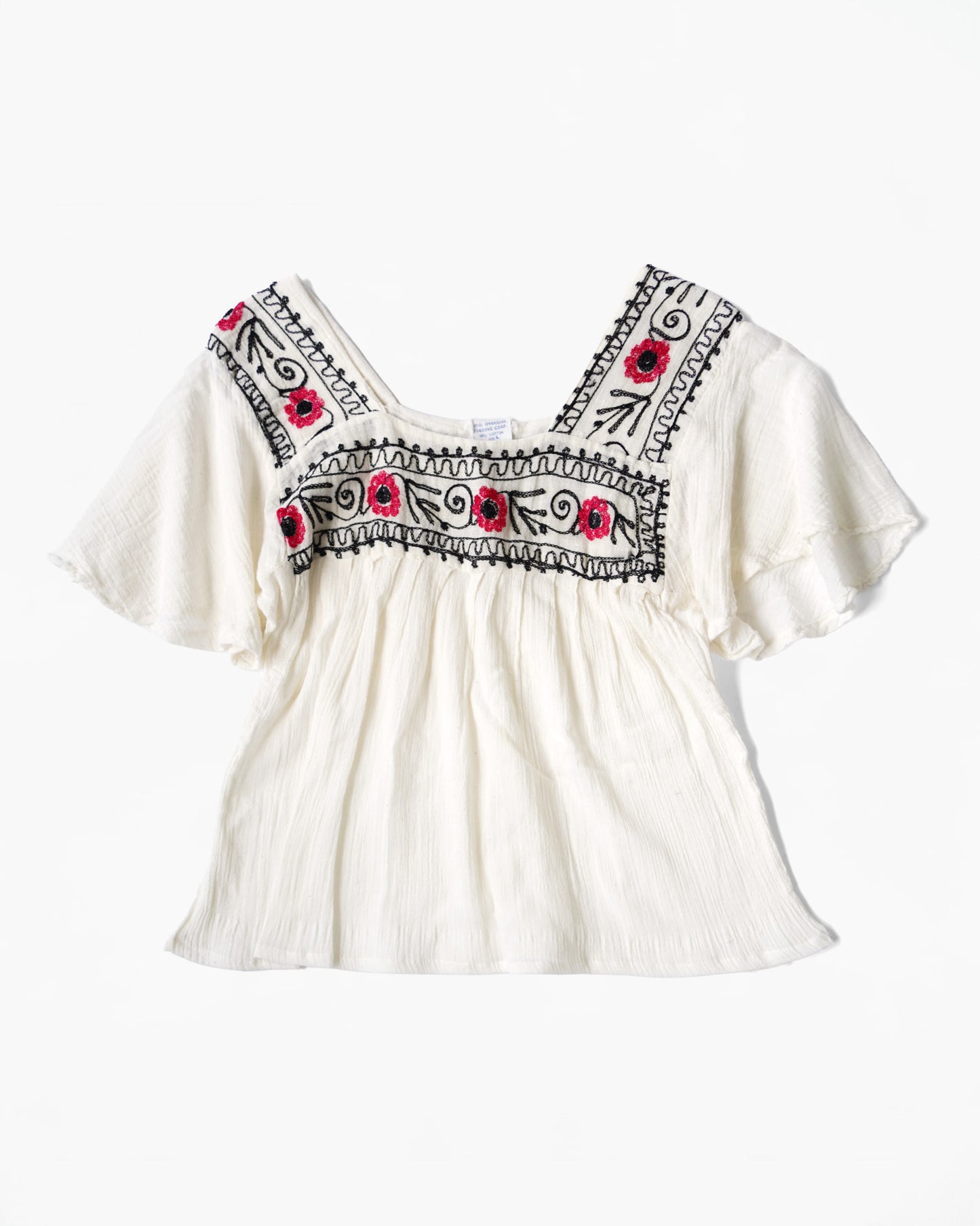 1970's Hand Embroidered Cotton Top