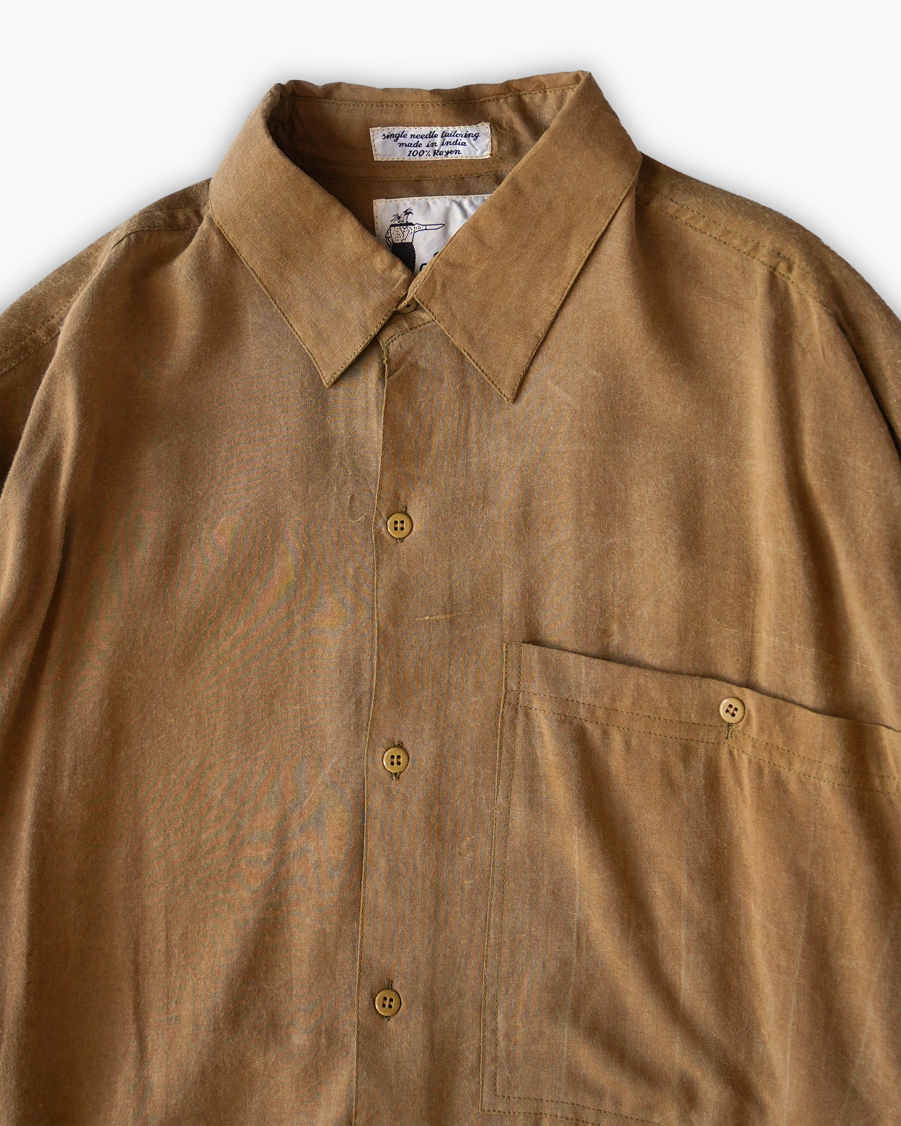 "GOOUCH" 100% Rayon Pigment Dye Shirts - Mustard