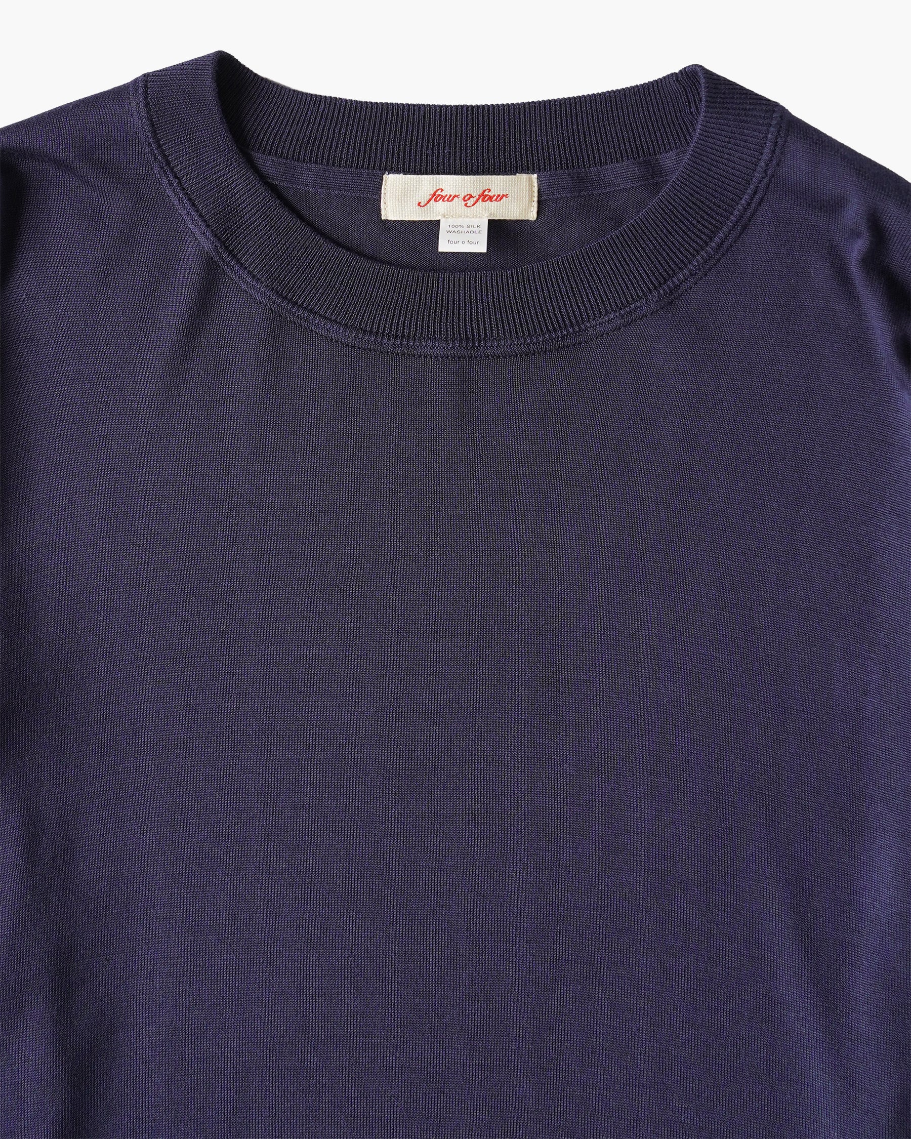 100% Washable Silk Tee L/S - Navy