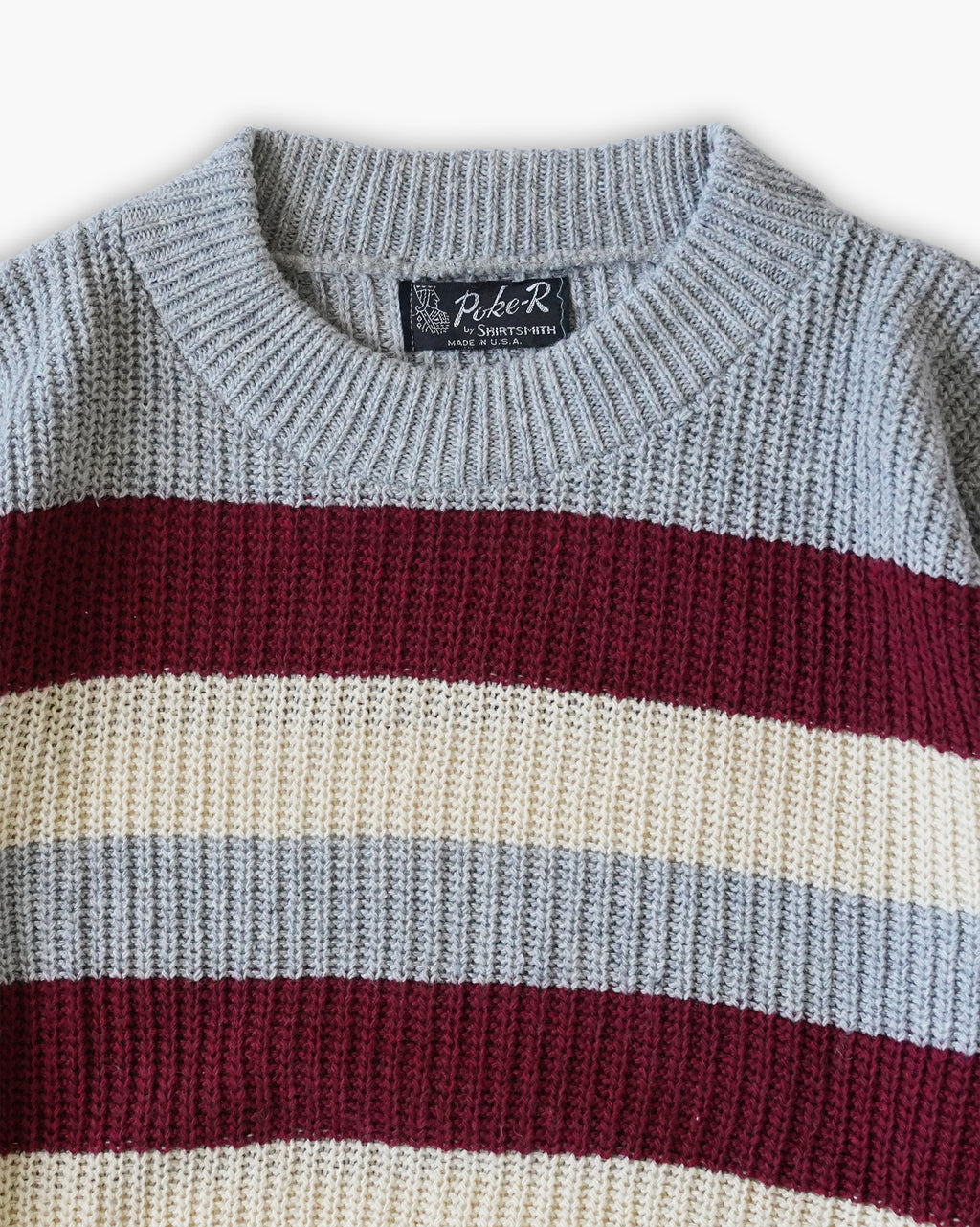 Striped Crewneck Knit Sweater Made In USA