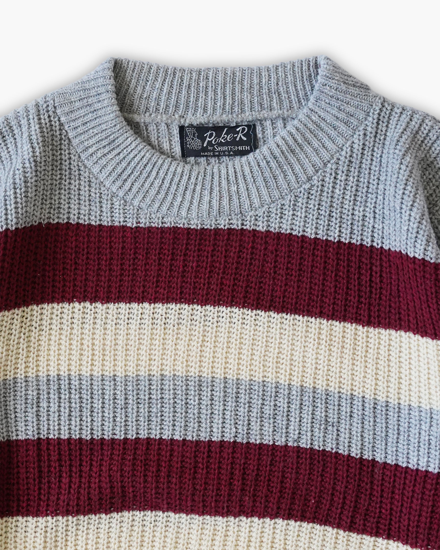 Striped Crewneck Knit Sweater Made In USA