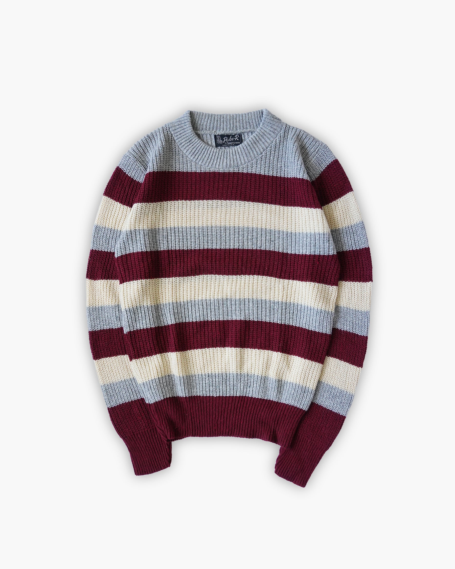 Striped Crewneck Knit Sweater Made In USA