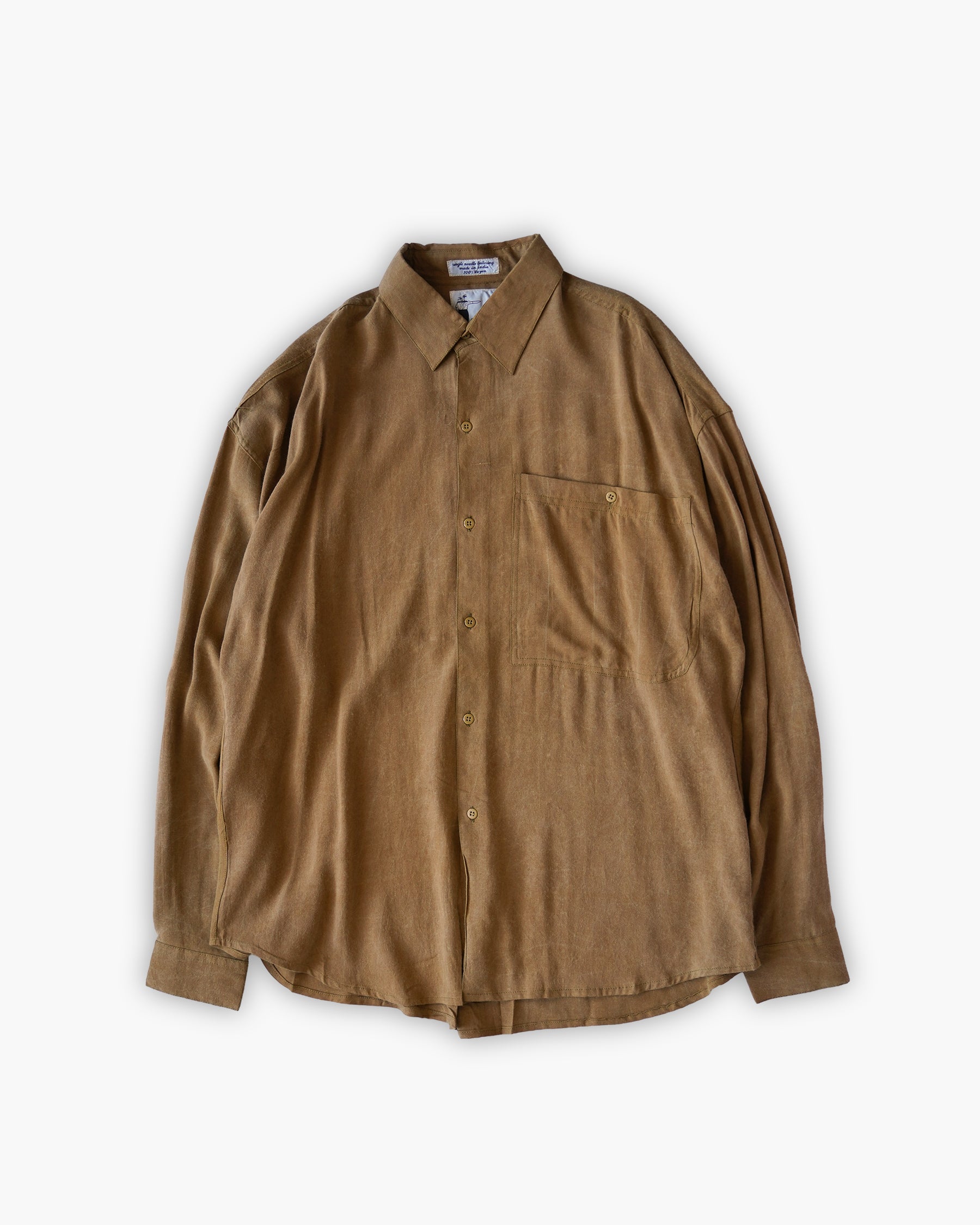 "GOOUCH" 100% Rayon Pigment Dye Shirts - Mustard