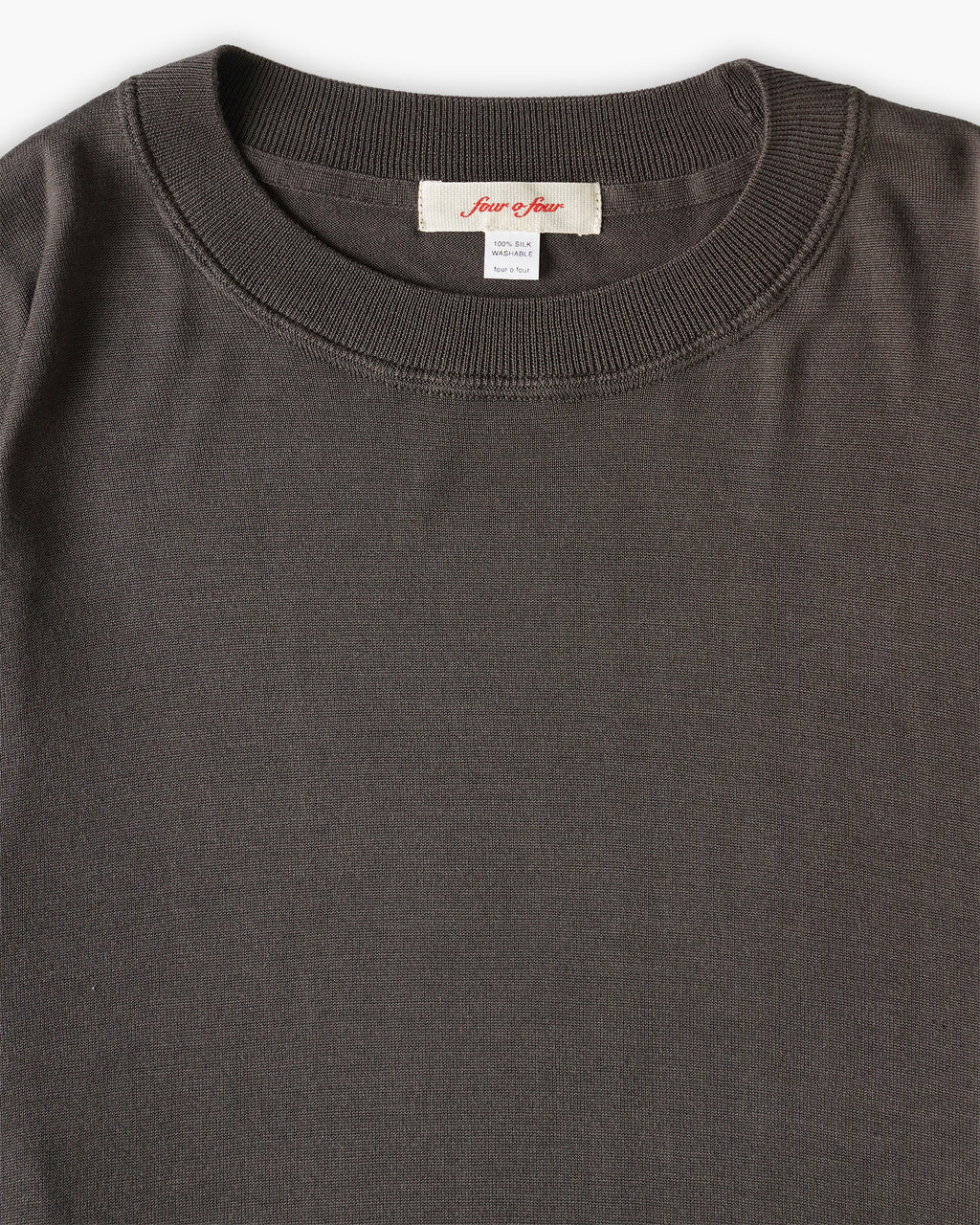 100% Washable Silk Tee L/S - Charcoal Brown