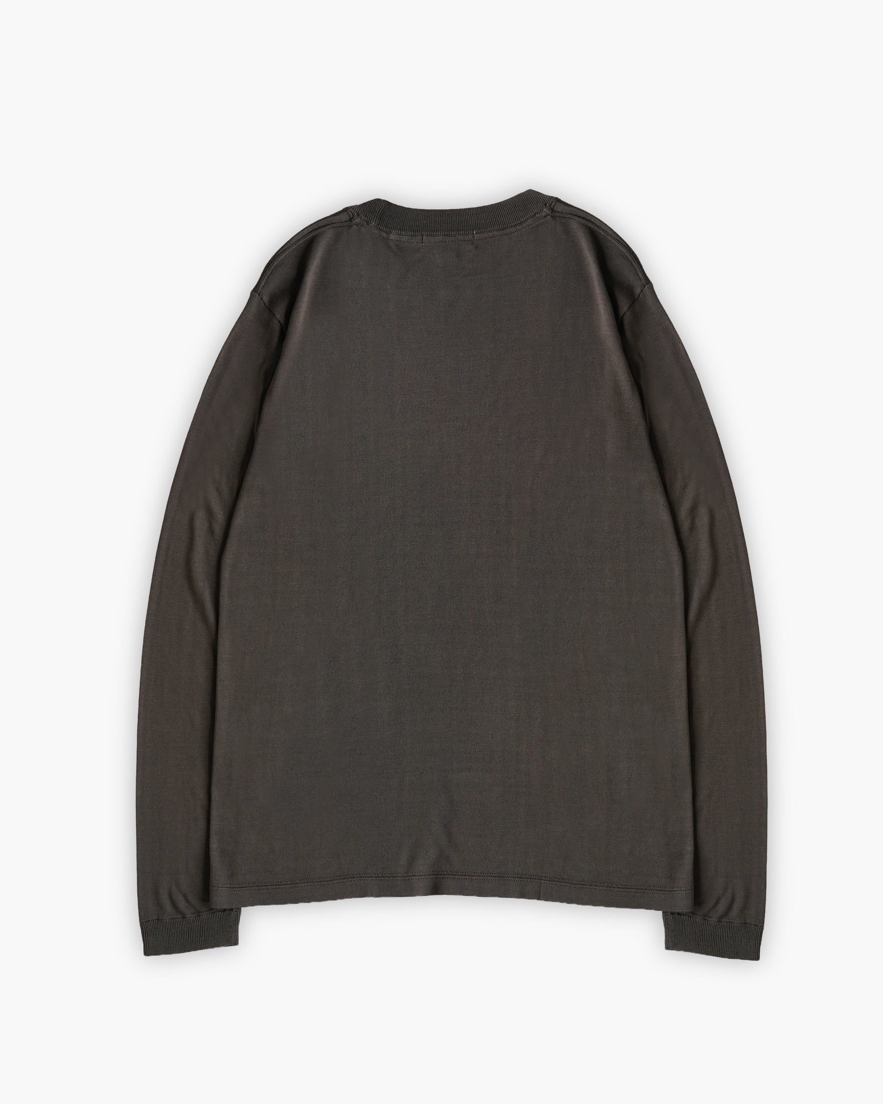 100% Washable Silk Tee L/S - Charcoal Brown
