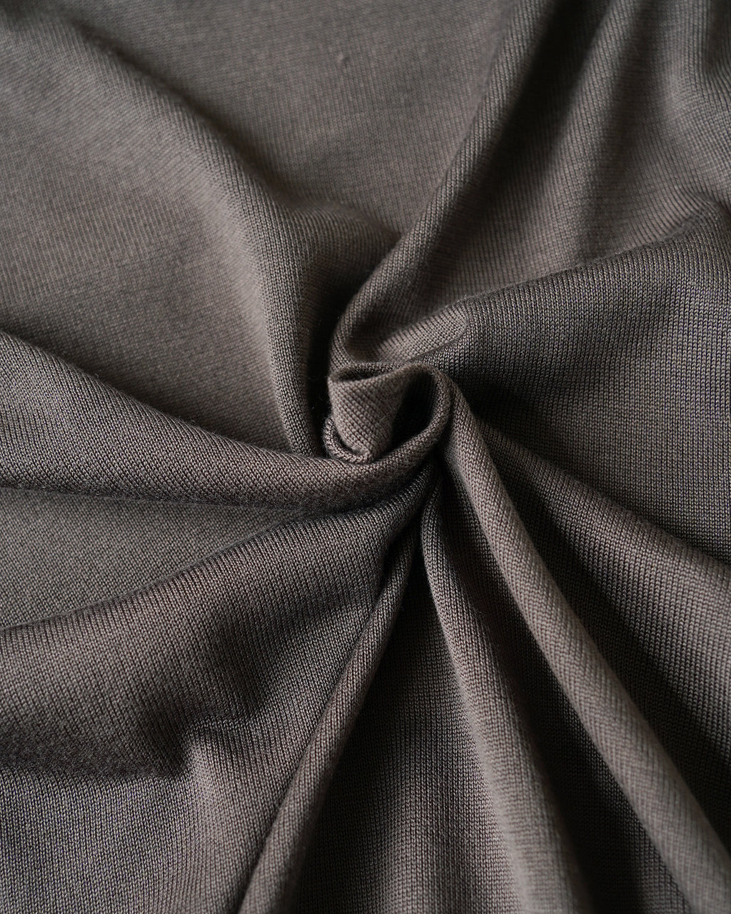 100% Washable Silk Tee L/S - Charcoal Brown