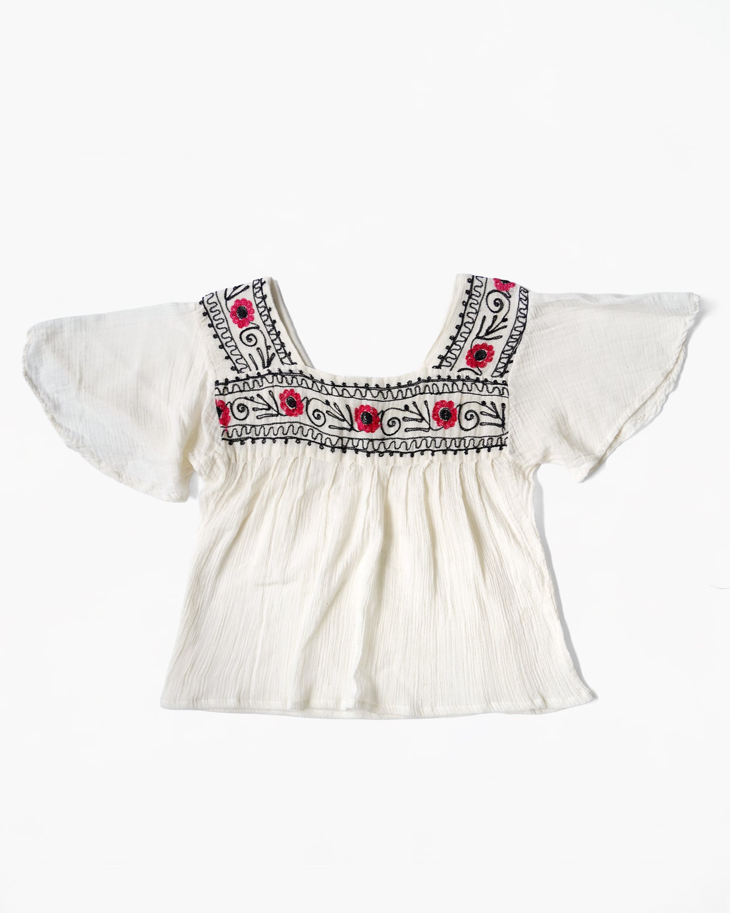 1970's Hand Embroidered Cotton Top