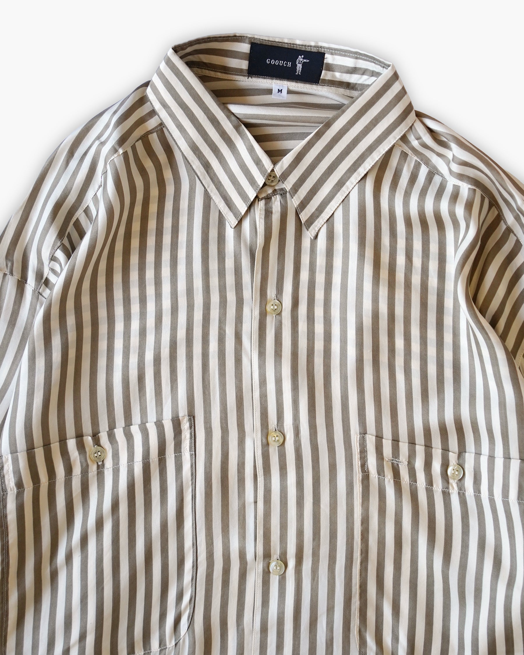 "GOOUCH" 100% Silk Striped L/S Shirts - Yellow