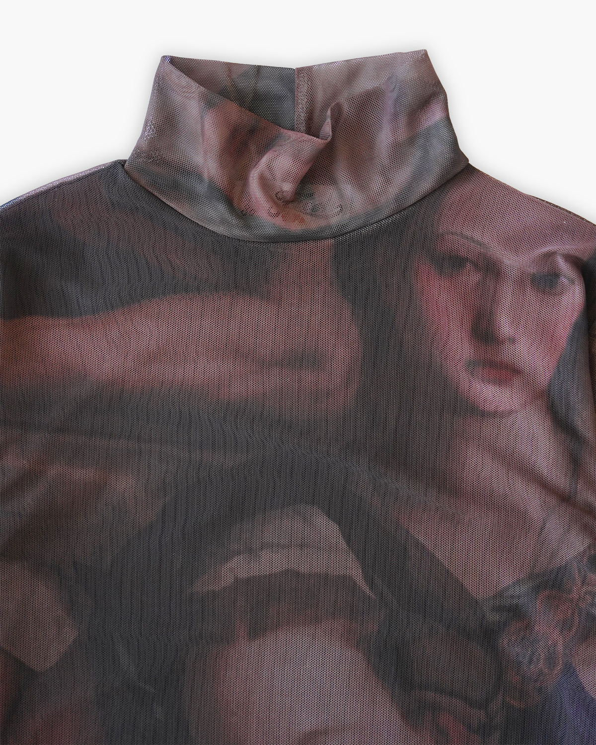Art Print Sheer High Neck Top