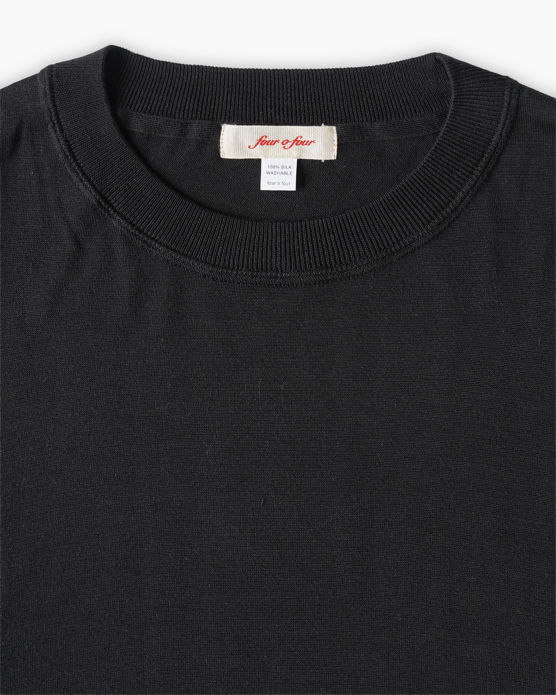 100% Washable Silk Tee L/S - Black