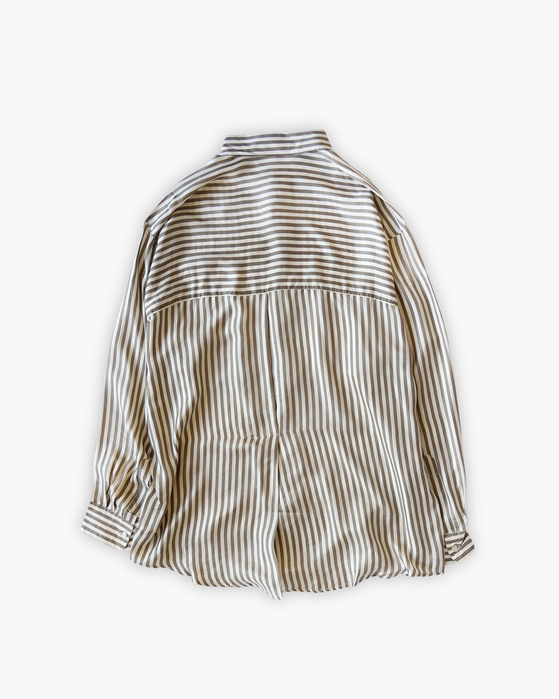 "GOOUCH" 100% Silk Striped L/S Shirts - Yellow