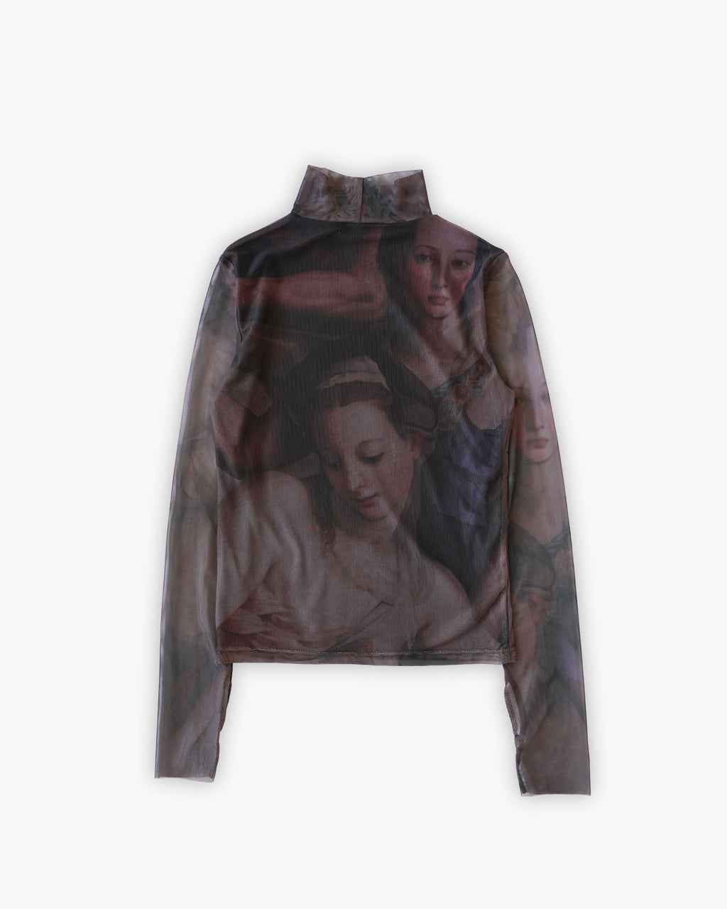Art Print Sheer High Neck Top