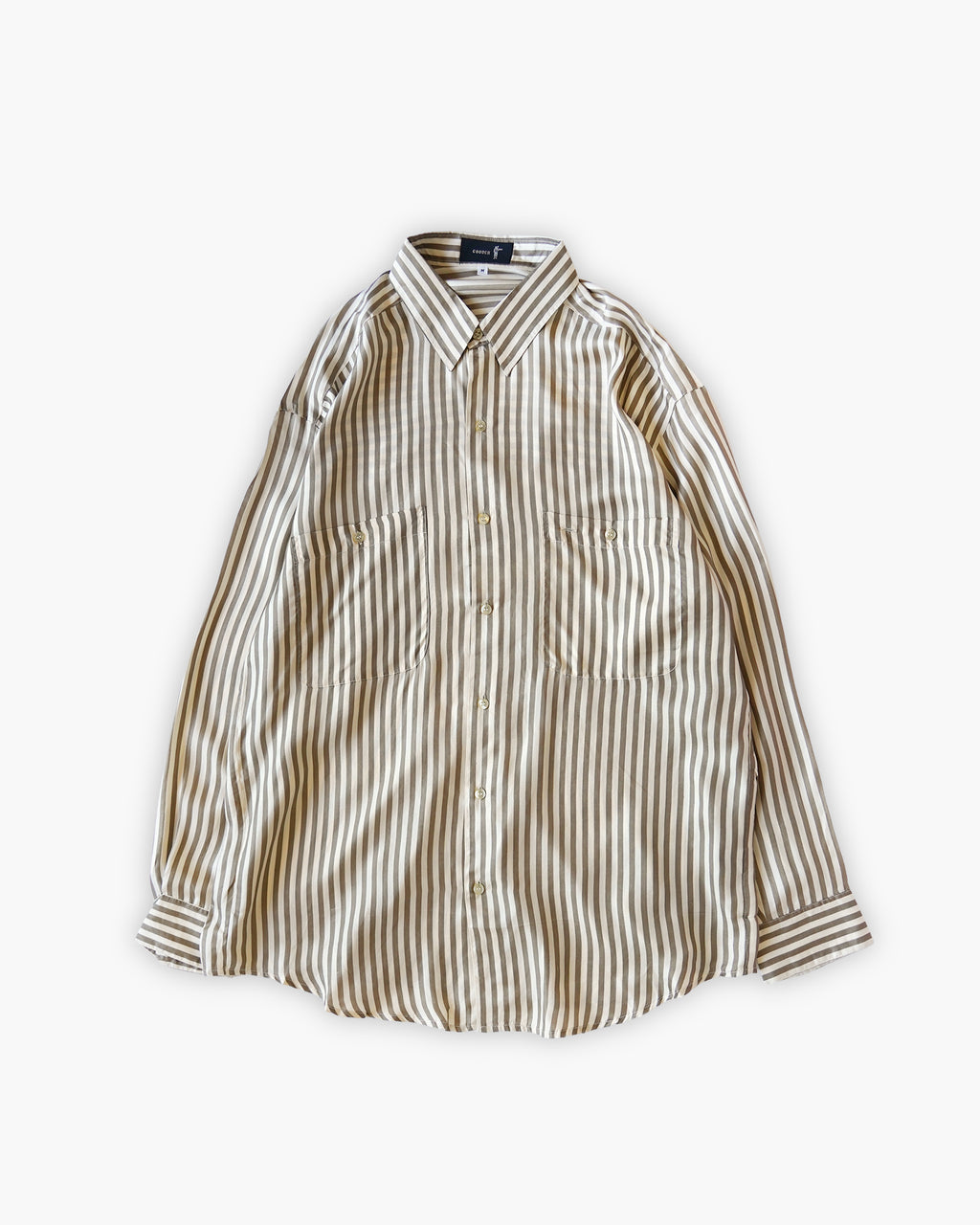 "GOOUCH" 100% Silk Striped L/S Shirts - Yellow