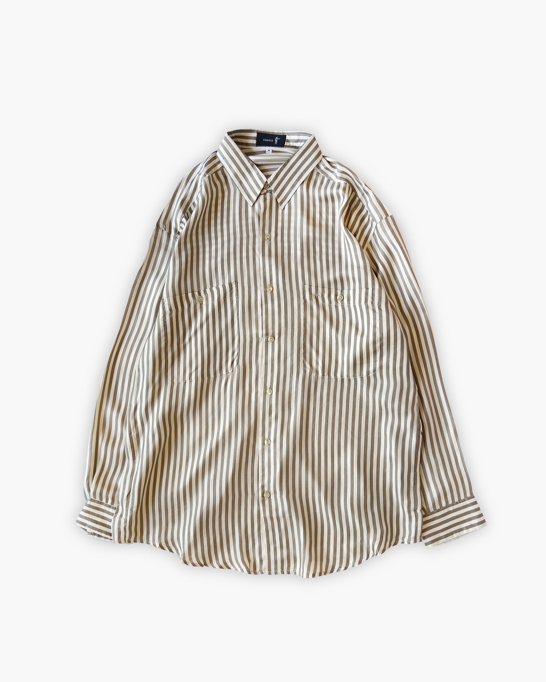 "GOOUCH" 100% Silk Striped L/S Shirts - Yellow