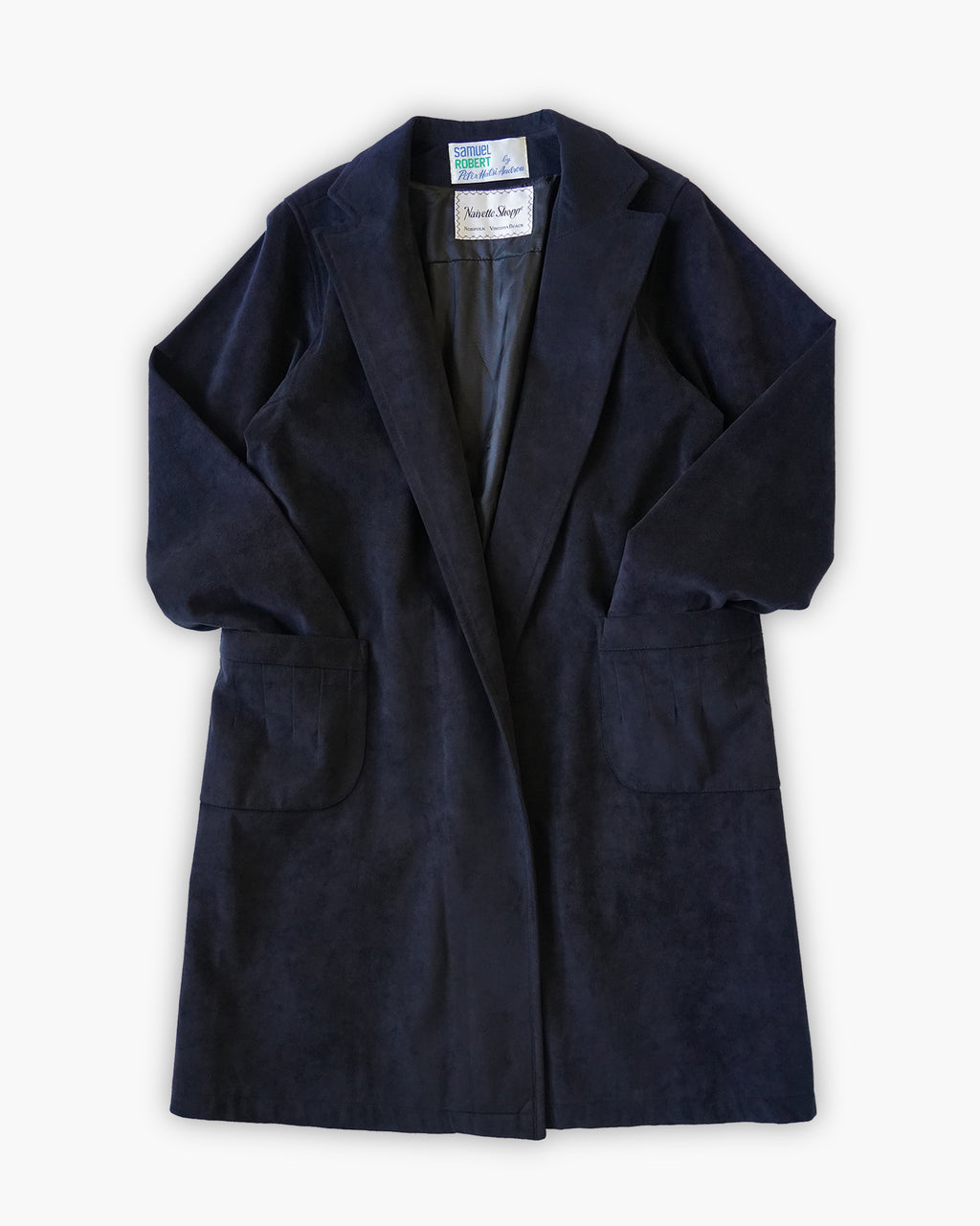 Navy Suede Coat w/ Belt
