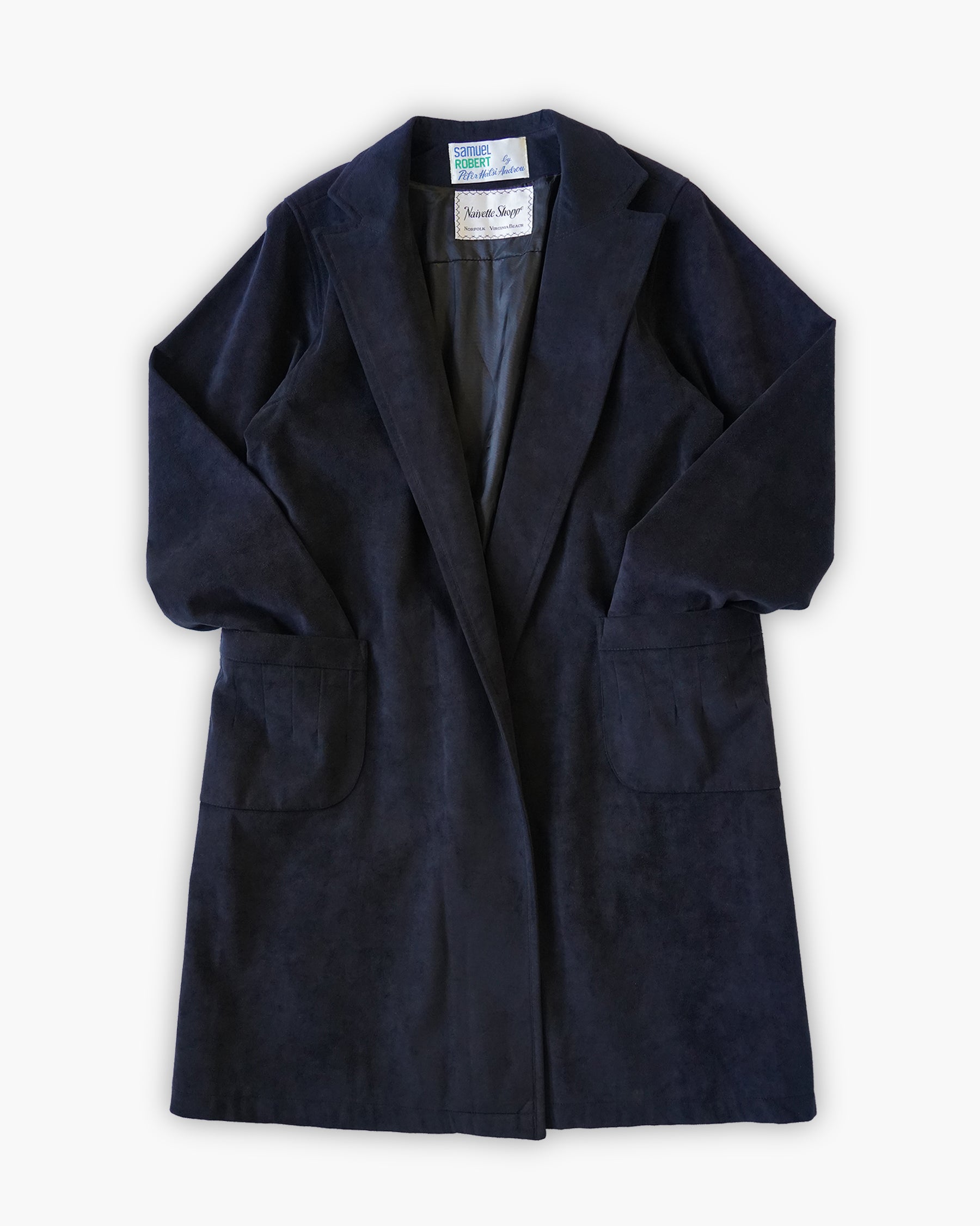 Navy Suede Coat w/ Belt