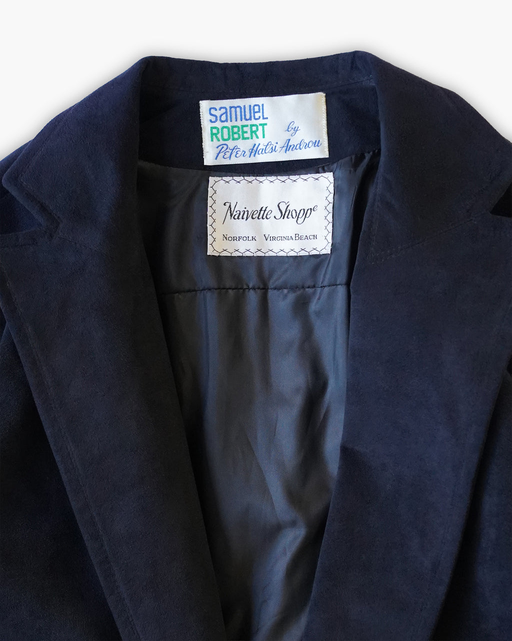 Navy Suede Coat w/ Belt