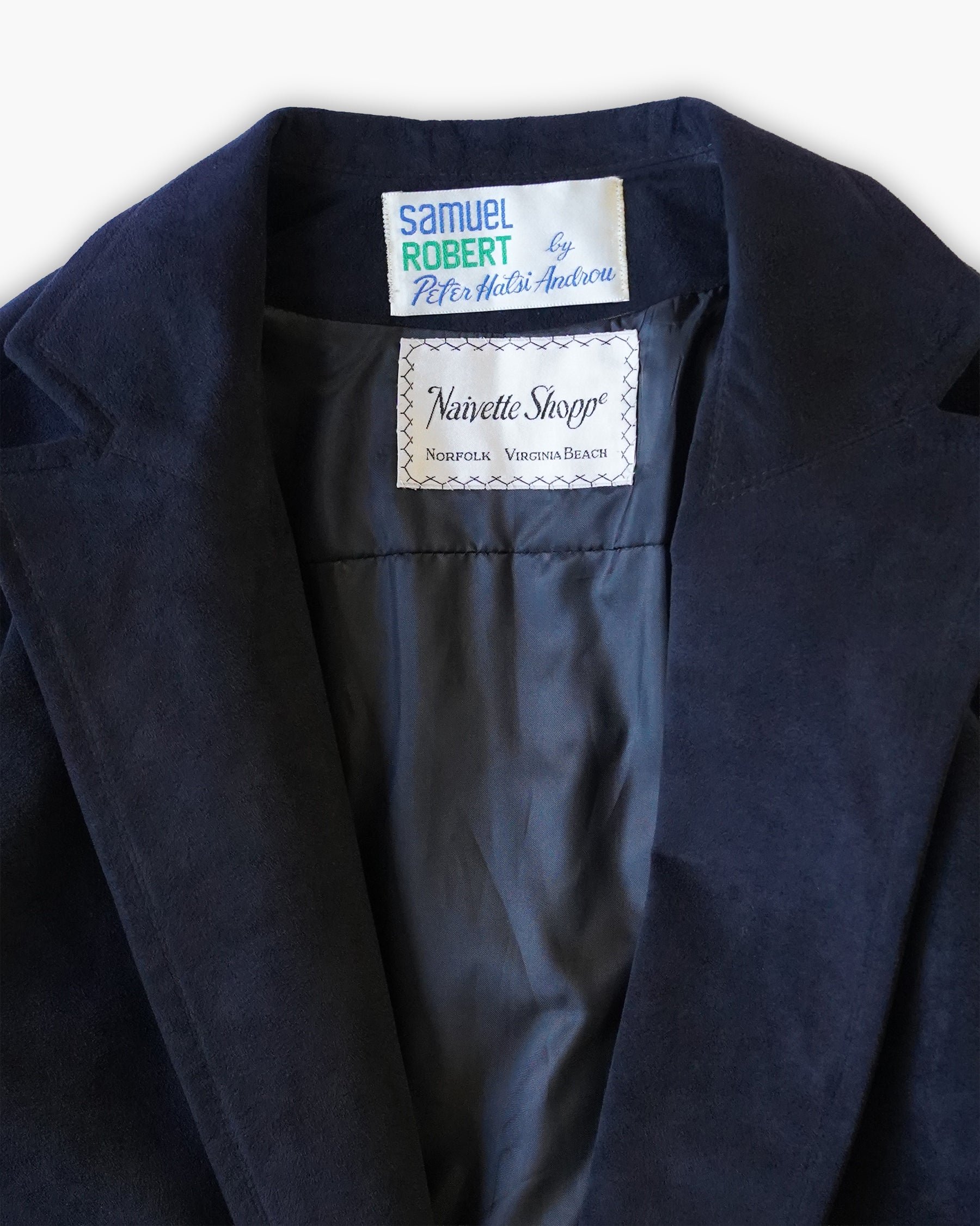 Navy Suede Coat w/ Belt