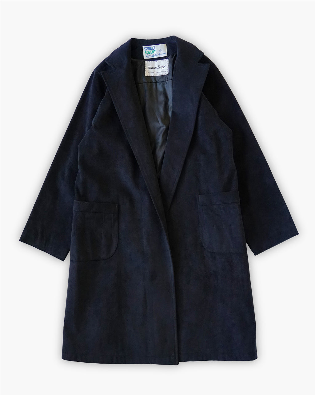 Navy Suede Coat w/ Belt