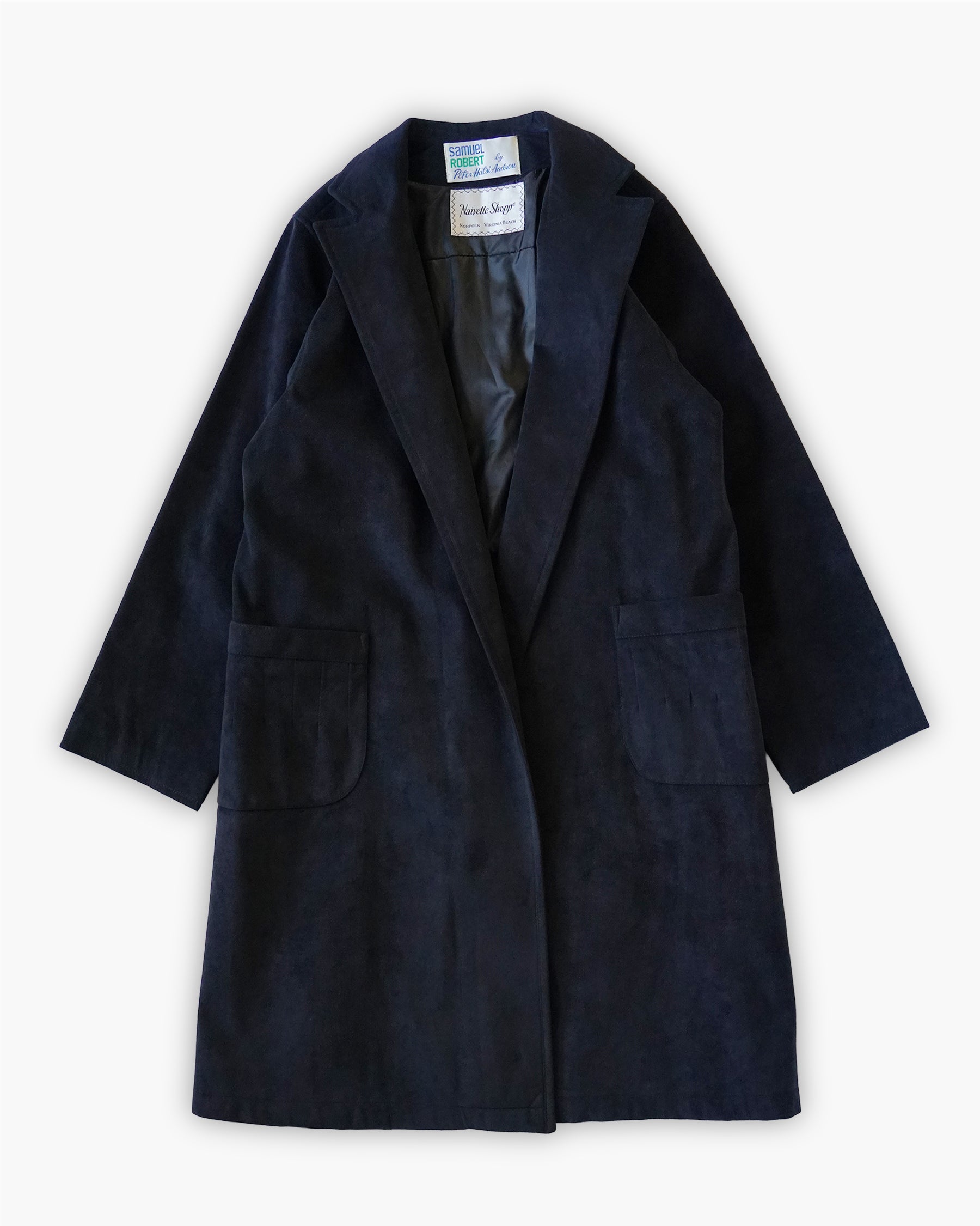 Navy Suede Coat w/ Belt