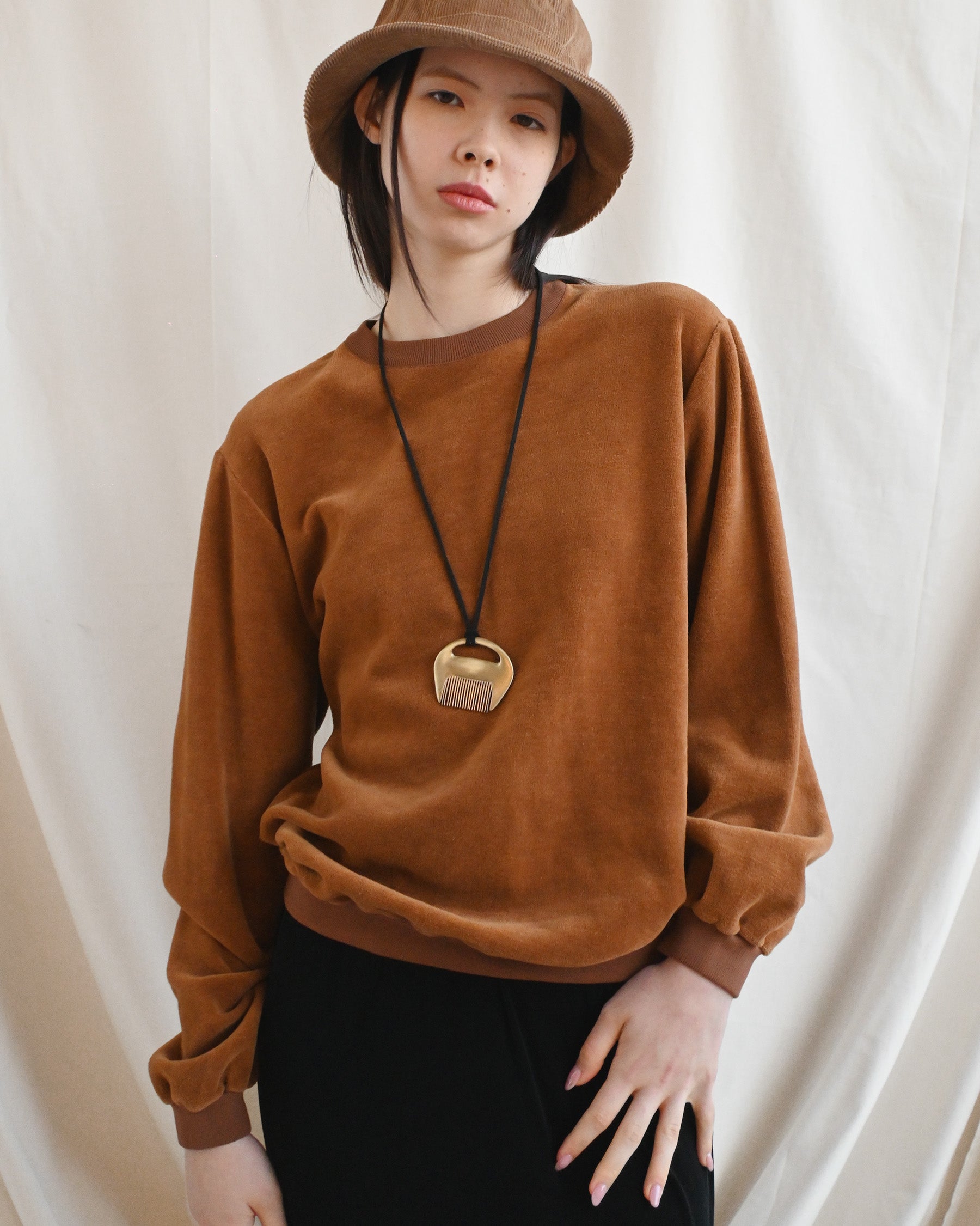 Cotton Velour Sweatshirts - Brown