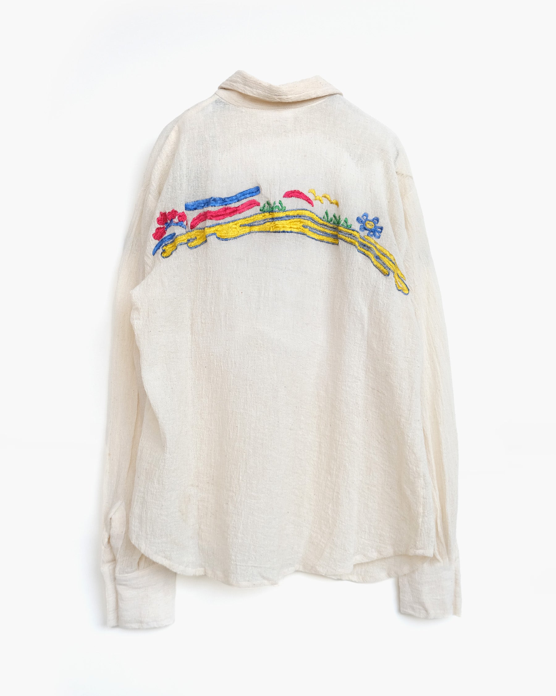 70's Hand Embroidered Gauze Shirts