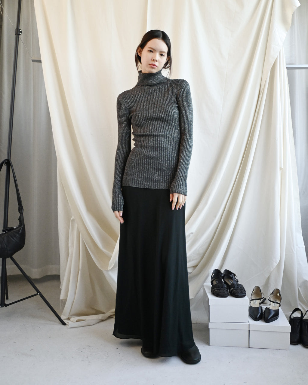 Sparkle Rib Turtle Neck - Silver