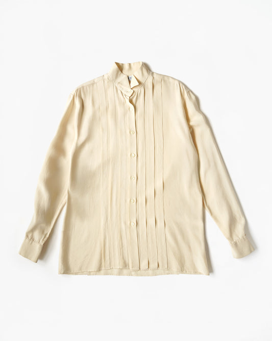 Pintuck Blouse with Stand Collar