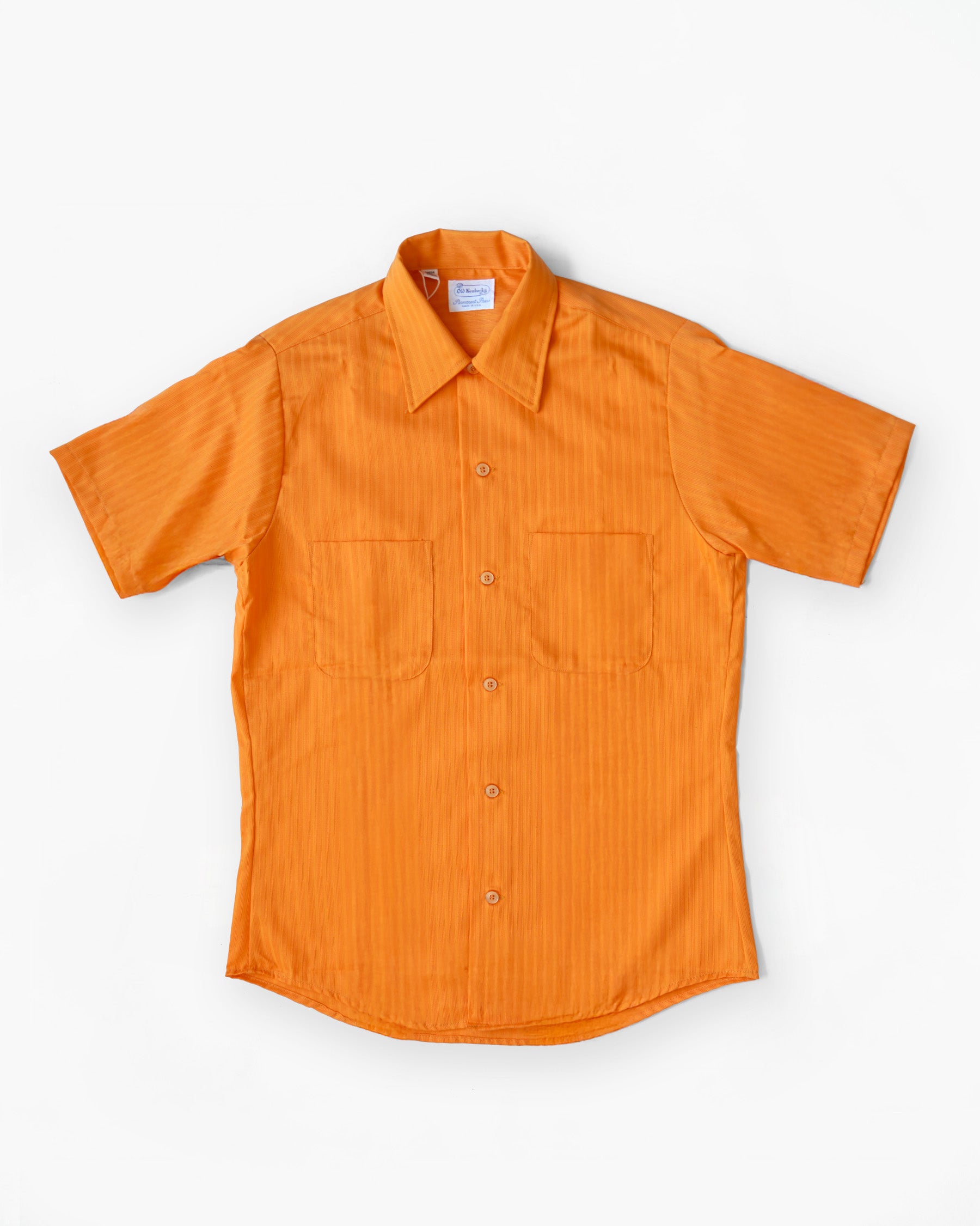 1970's Orange Stripe Pattern Short Sleeve Shirt