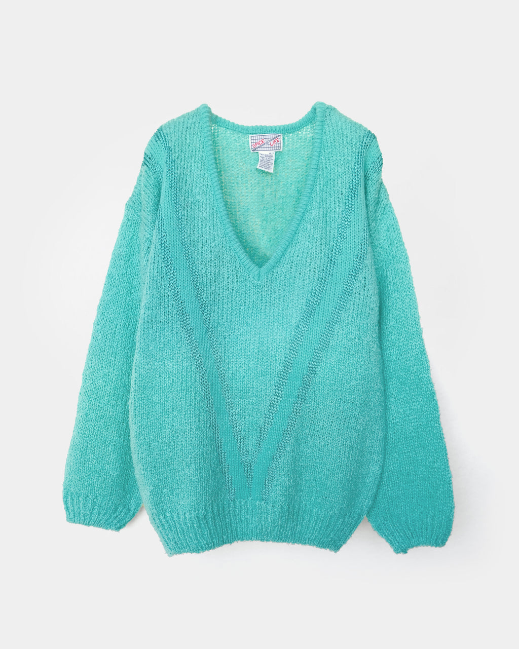 V-neck Acrylic Knit - Skyblue