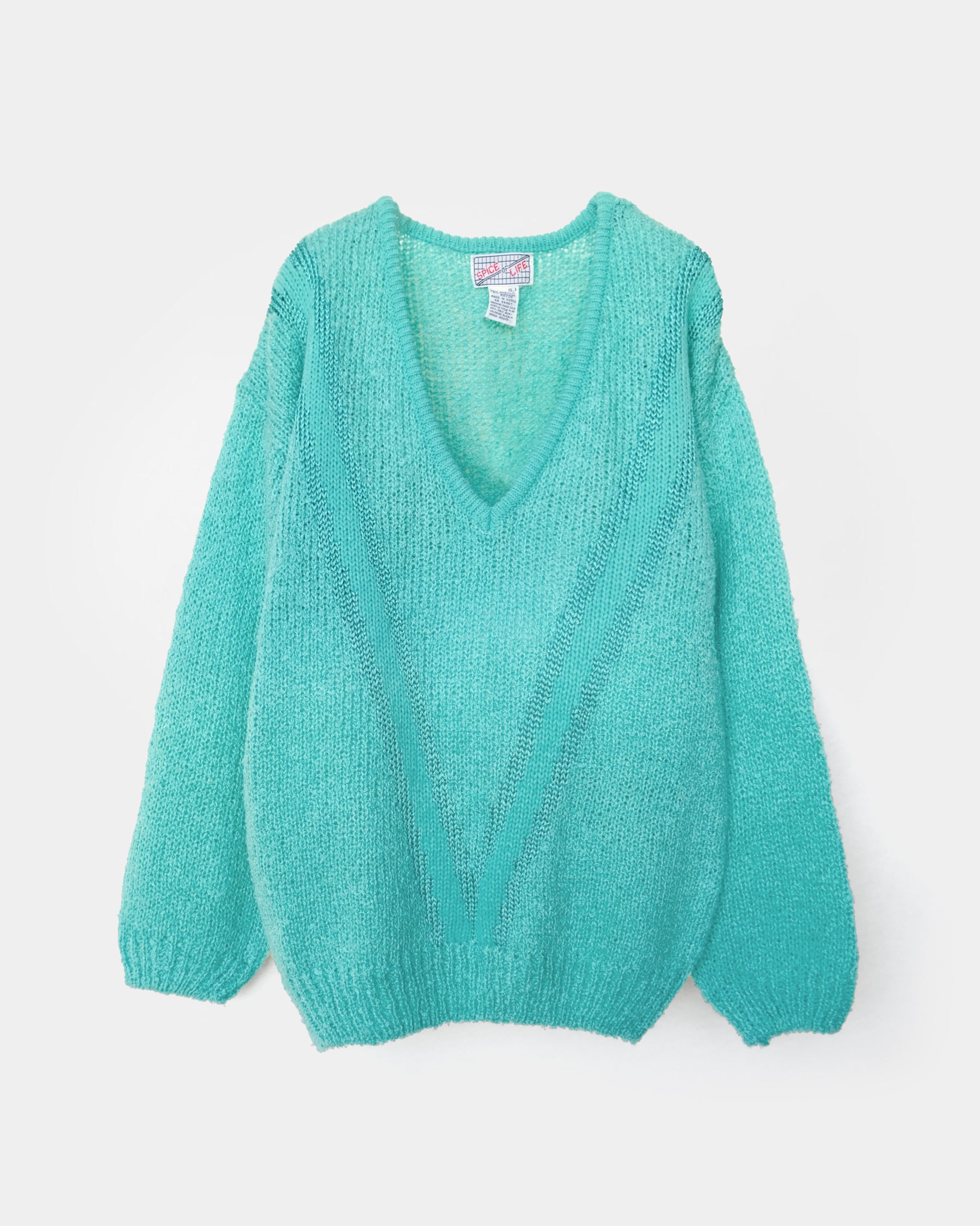 V-neck Acrylic Knit - Skyblue