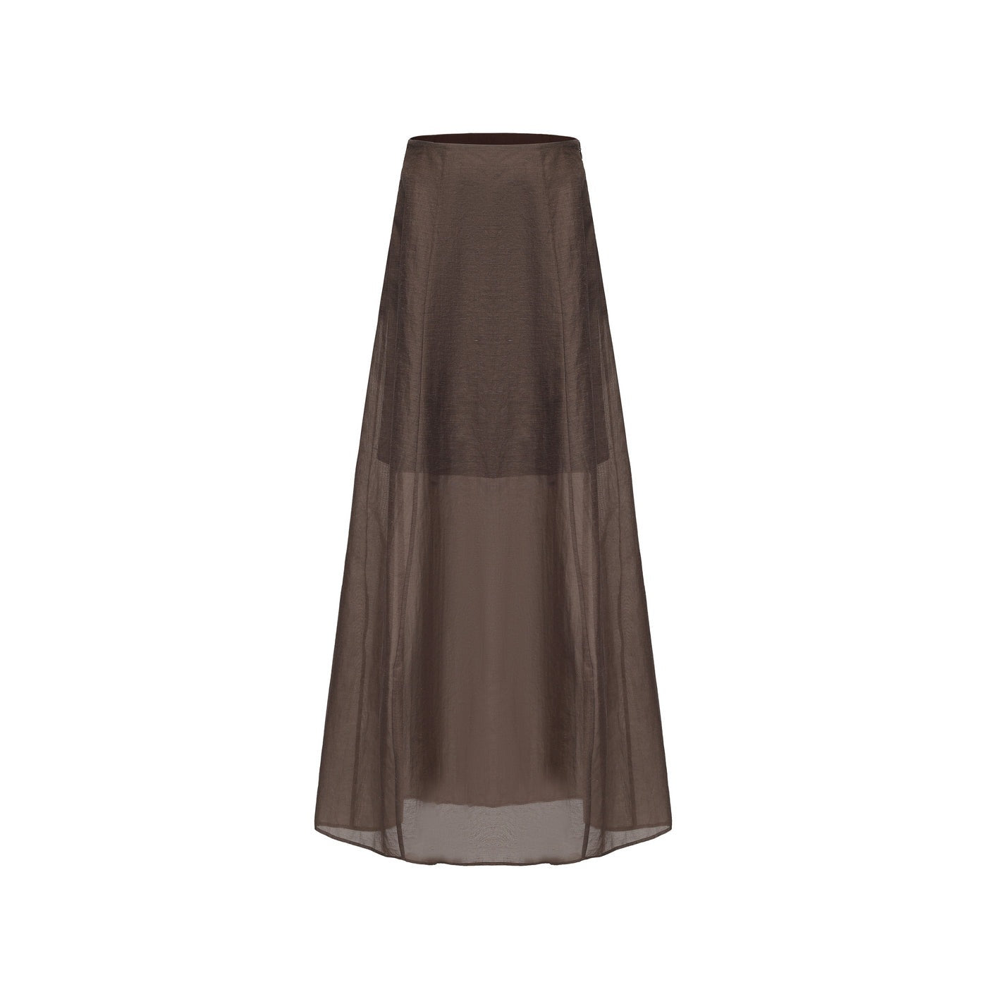 "RUOHAN" SHEER BROWN COCOON SKIRT