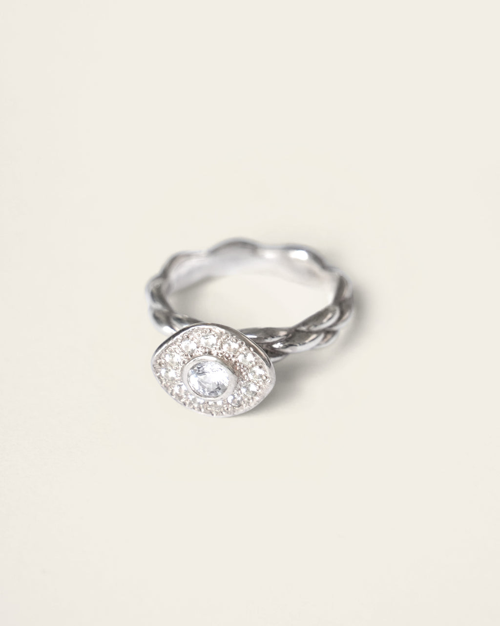 White Sapphire Modern Wave Sparkling Ring