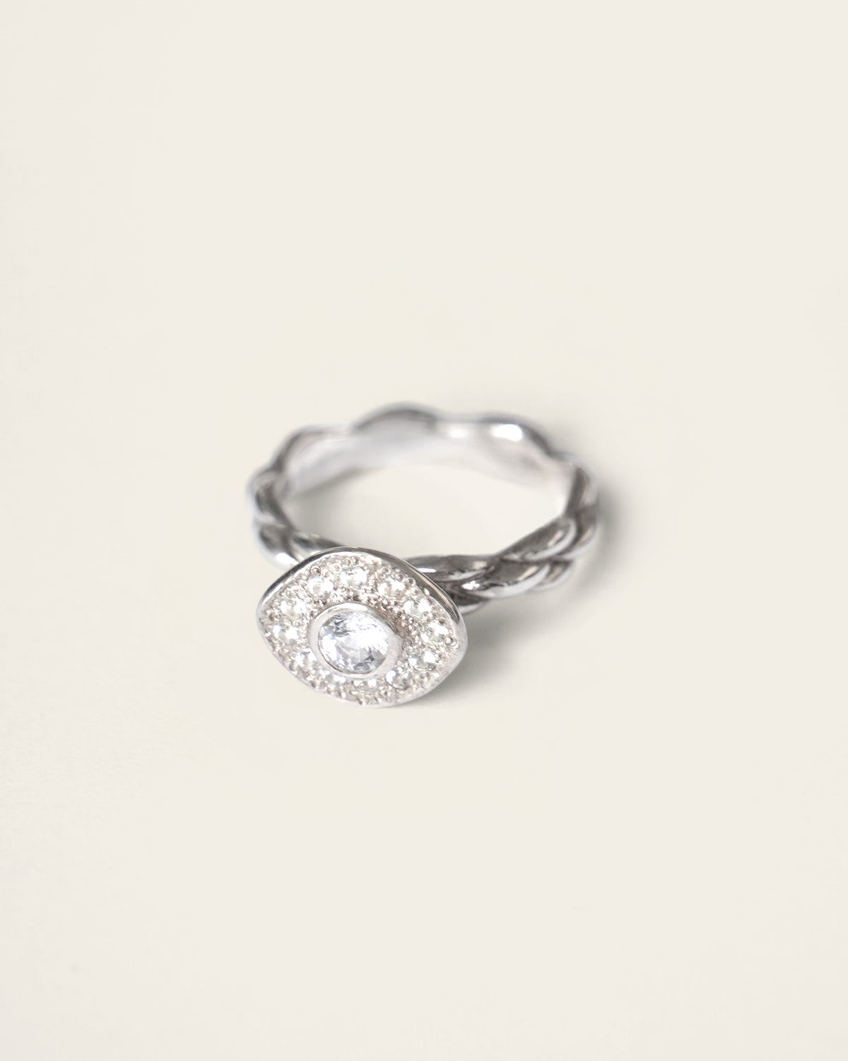 White Sapphire Modern Wave Sparkling Ring