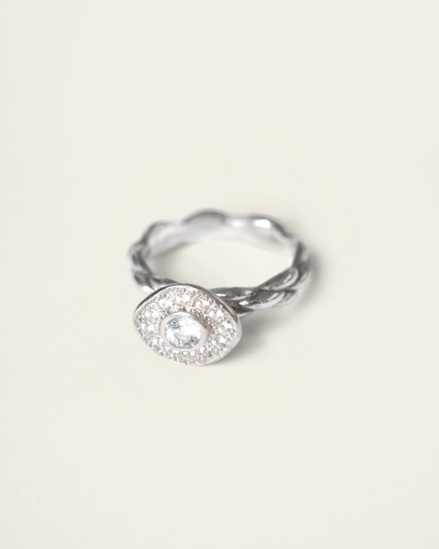 White Sapphire Modern Wave Sparkling Ring