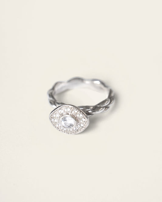 White Sapphire Modern Wave Sparkling Ring