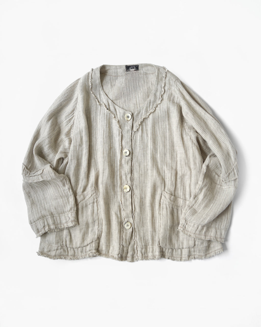 Fringe Trimmed Button Linen Jacket