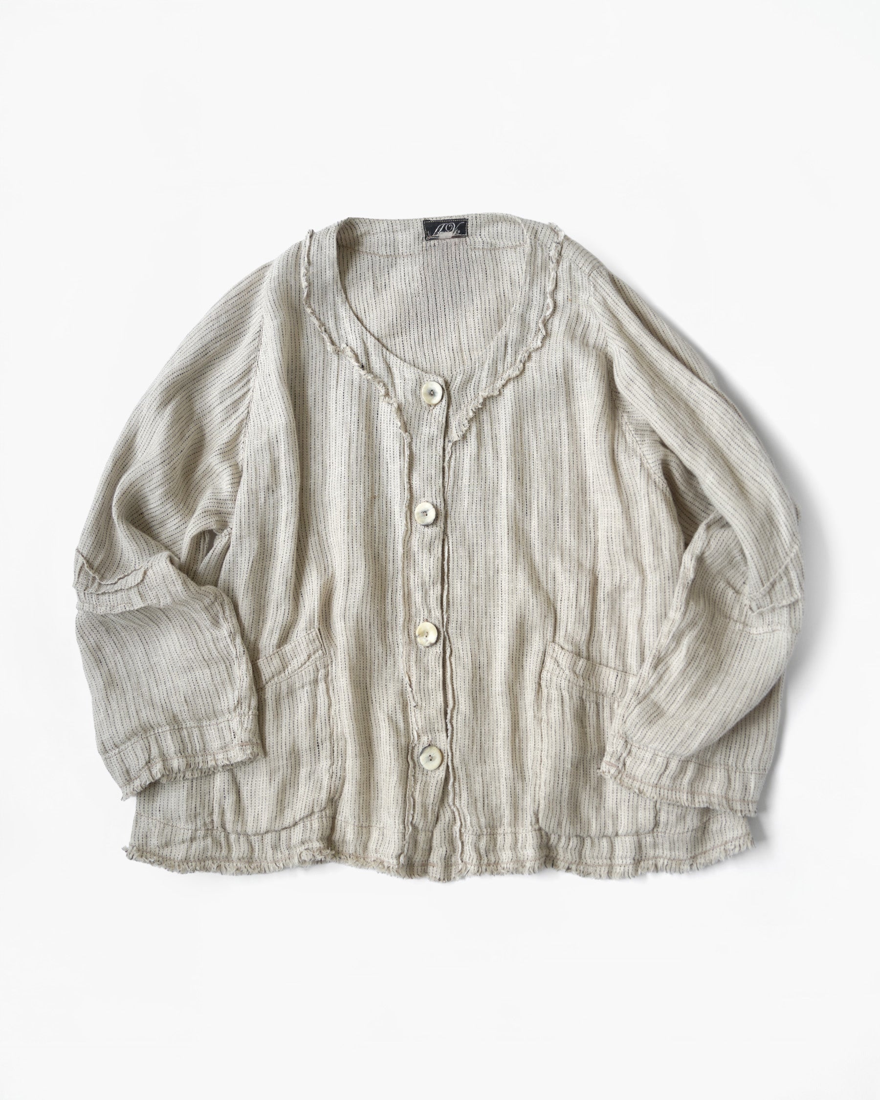 Fringe Trimmed Button Linen Jacket