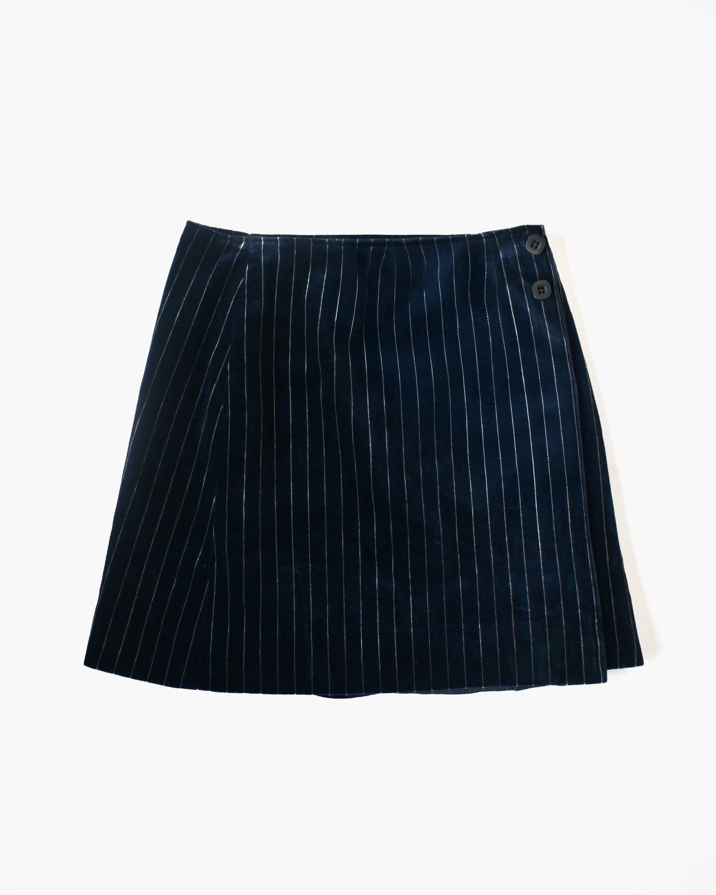 Velour Striped Mini Wrap Skirt