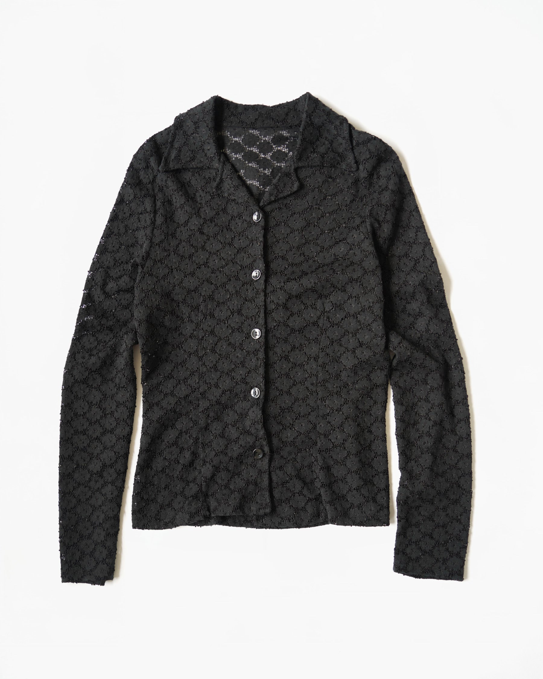 Sheer Floral Pattern Lace Shirt