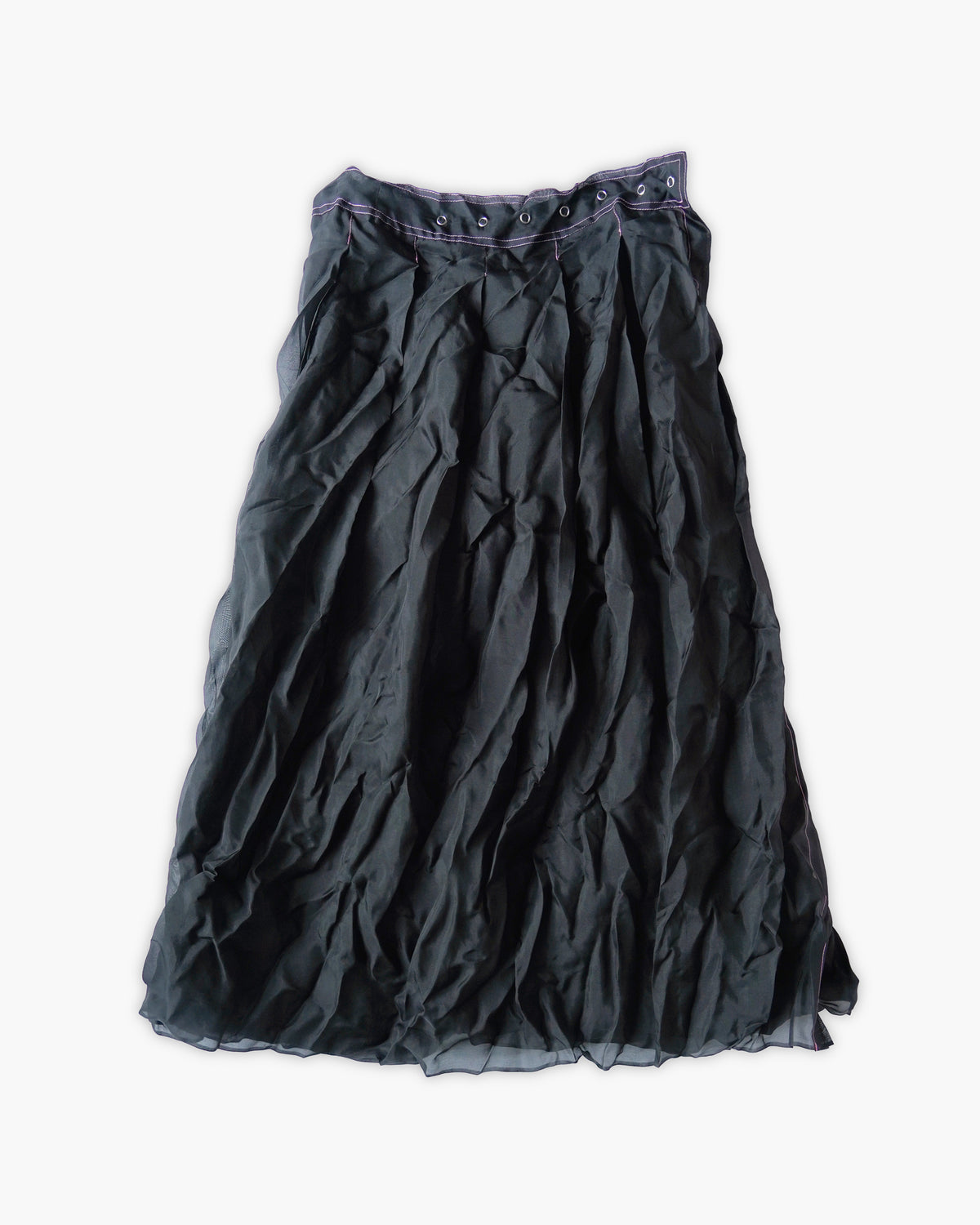 Raw Adjustable Crumpled Thai Silk Wrap-Snap Long Skirt