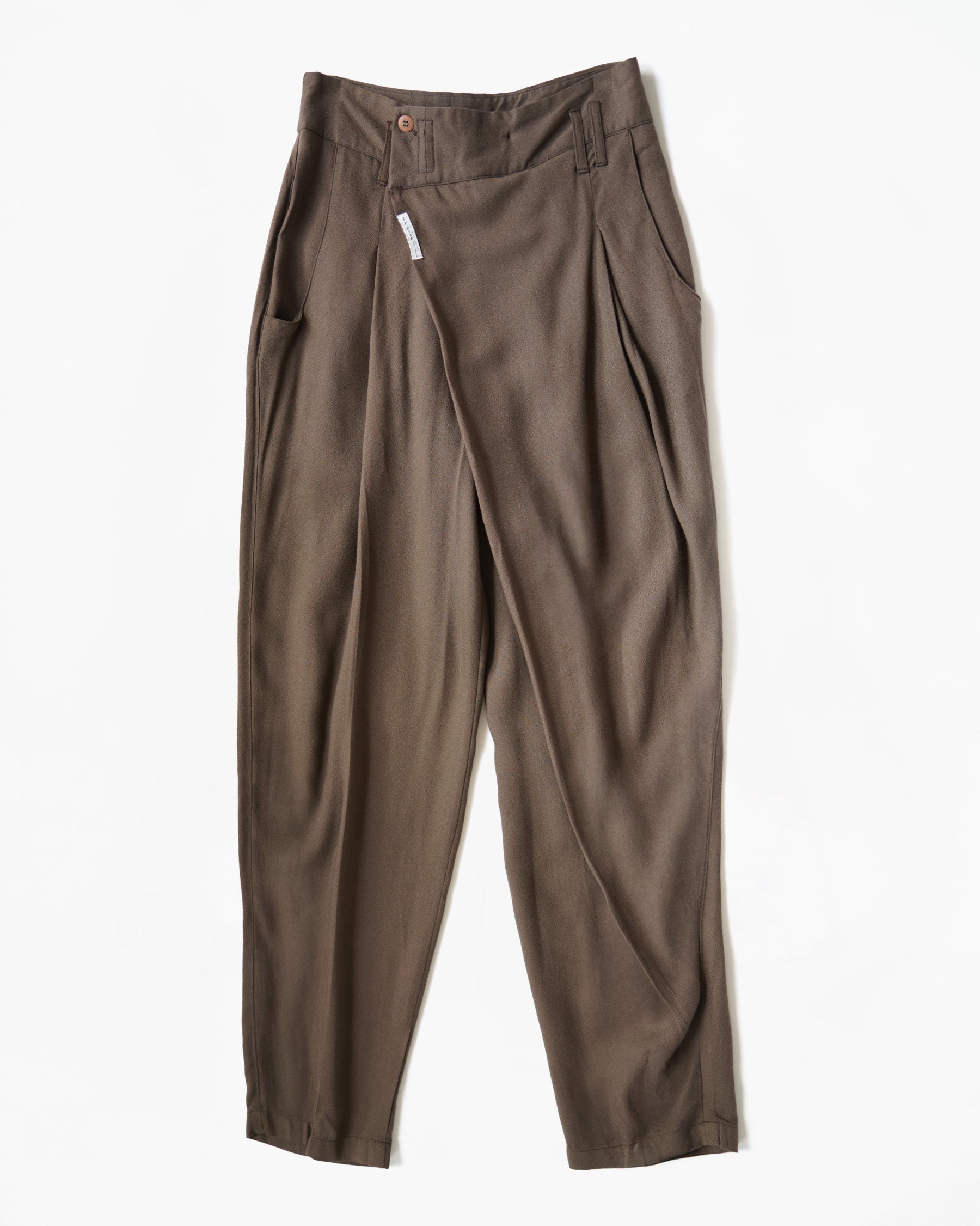 High-Waisted Relaxed Trousers with Overlap Front