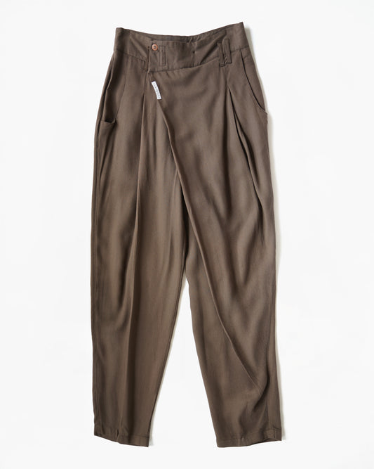 High-Waisted Relaxed Trousers with Overlap Front