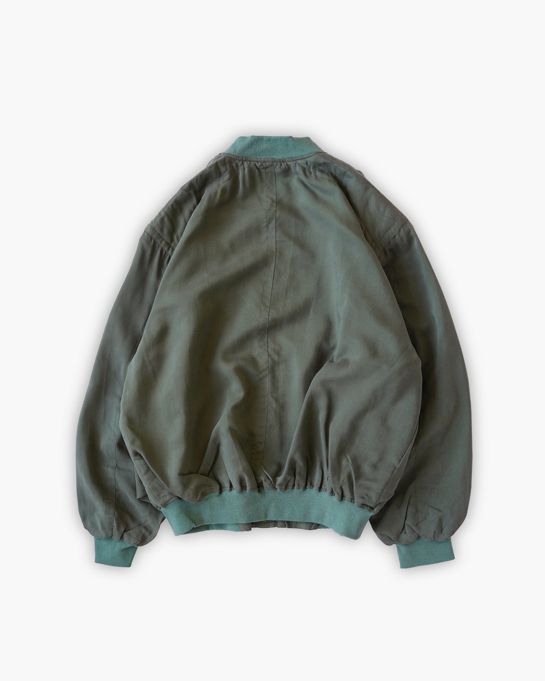 100% Silk Zip Up Jacket - Green