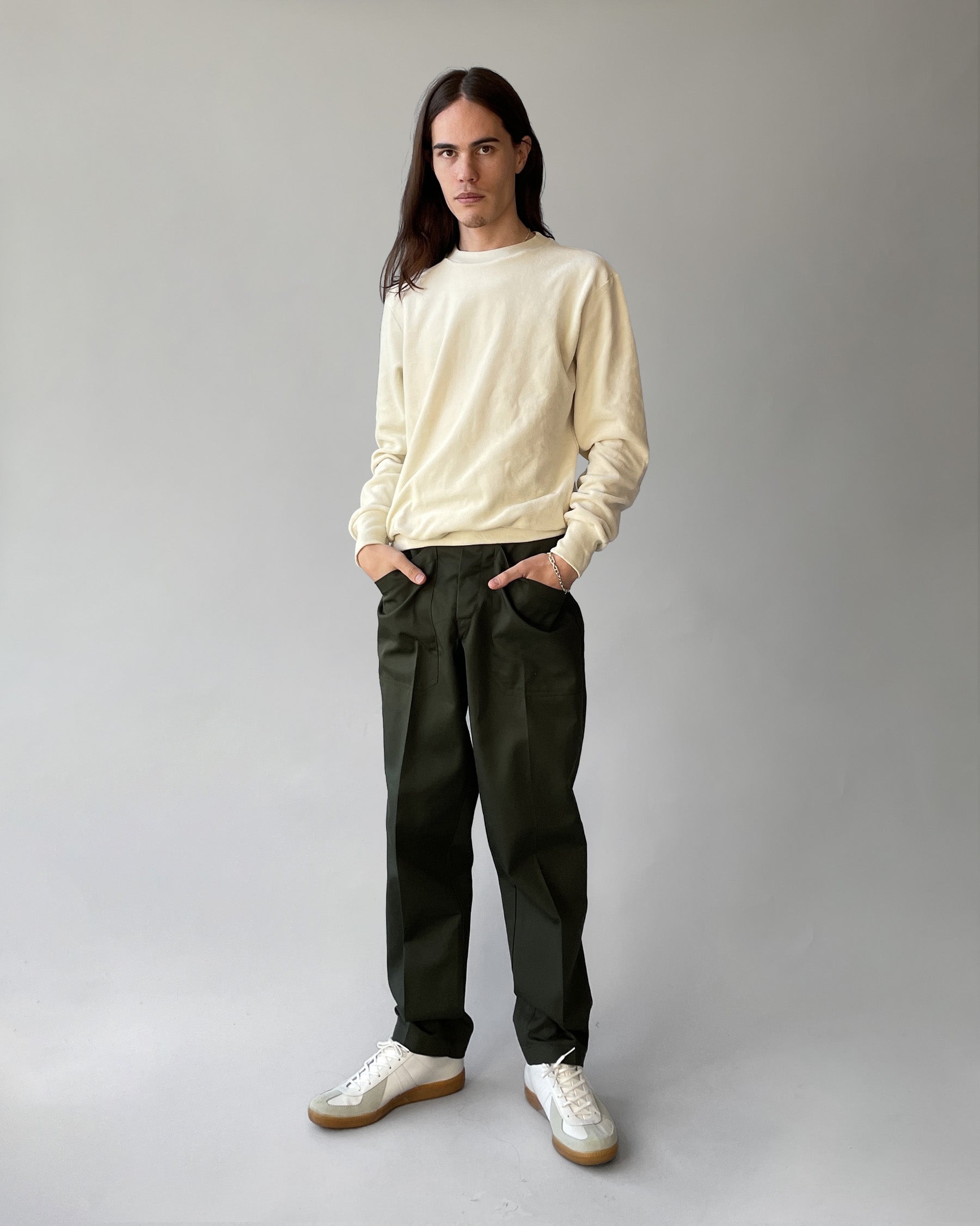 Cotton Velour Sweatshirts - White
