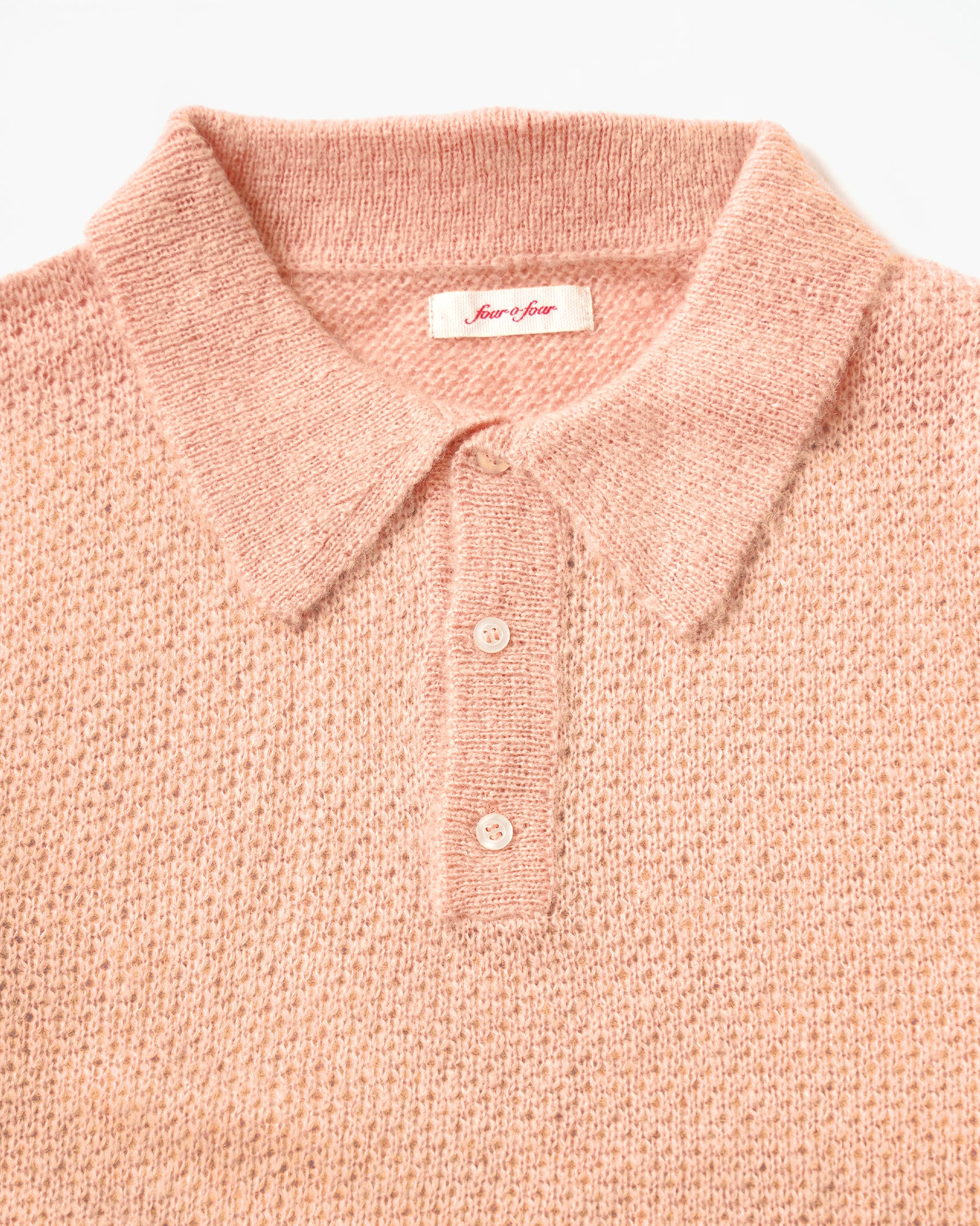 Mohair Blend Knit Polo - Pink