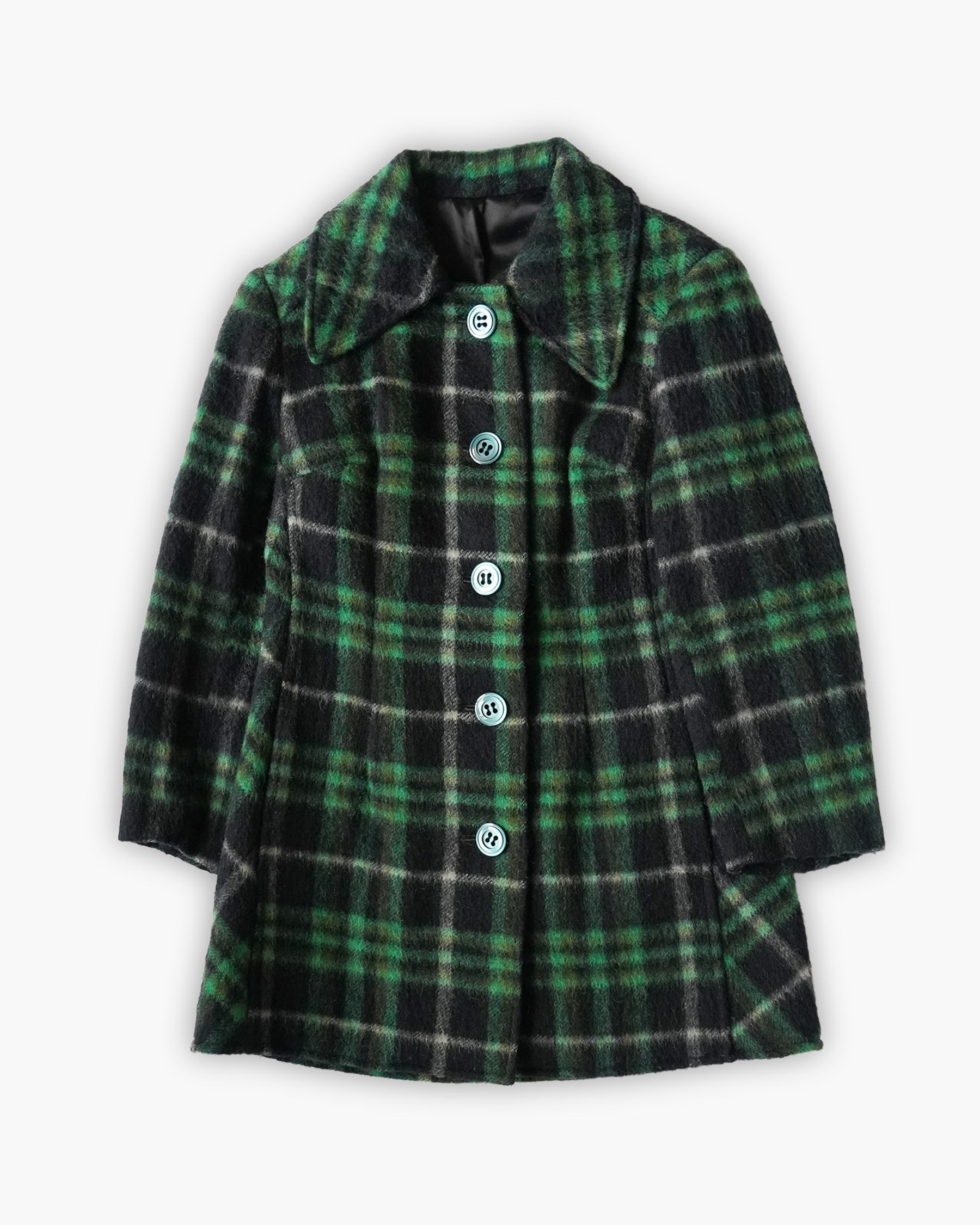 Green Plaid Wool Coat