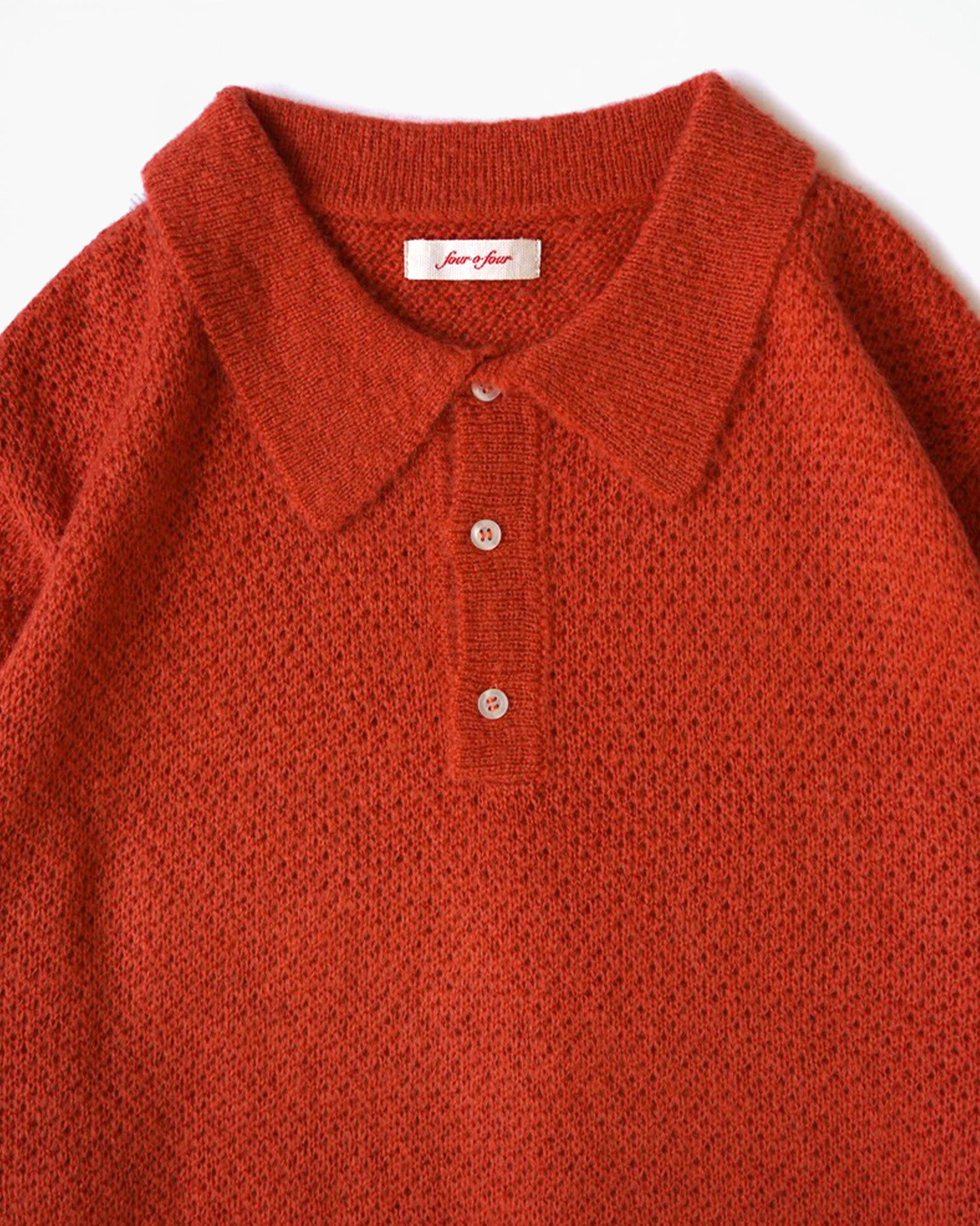 Mohair Blend Knit Polo - Orange