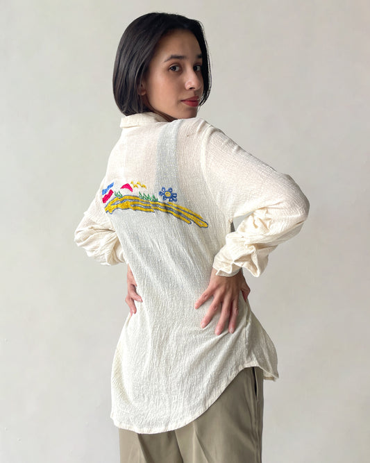 70's Hand Embroidered Gauze Shirts